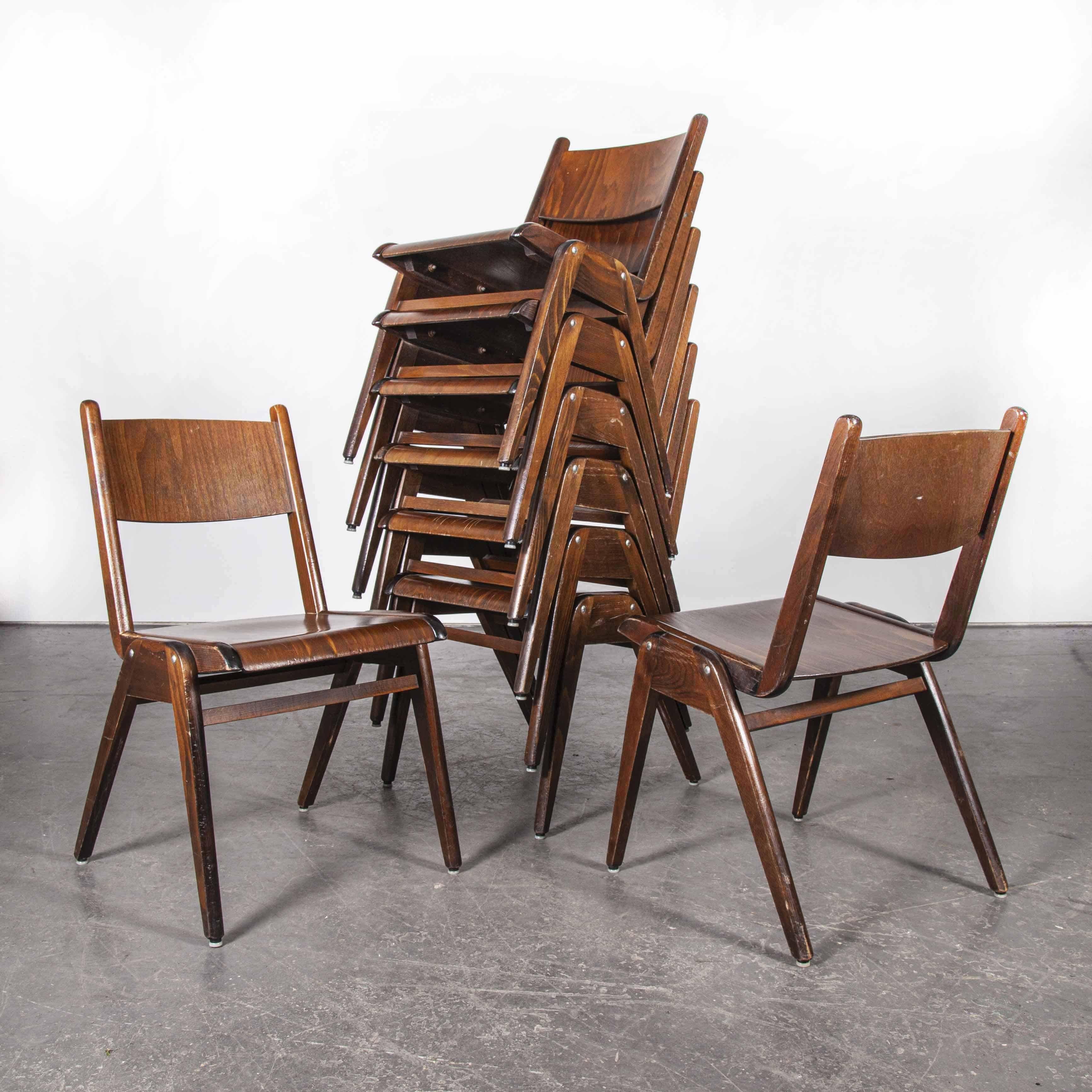 1950s Casala Midcentury Walnut Stacking Dining Chair, Set of Eight In Good Condition In Hook, Hampshire
