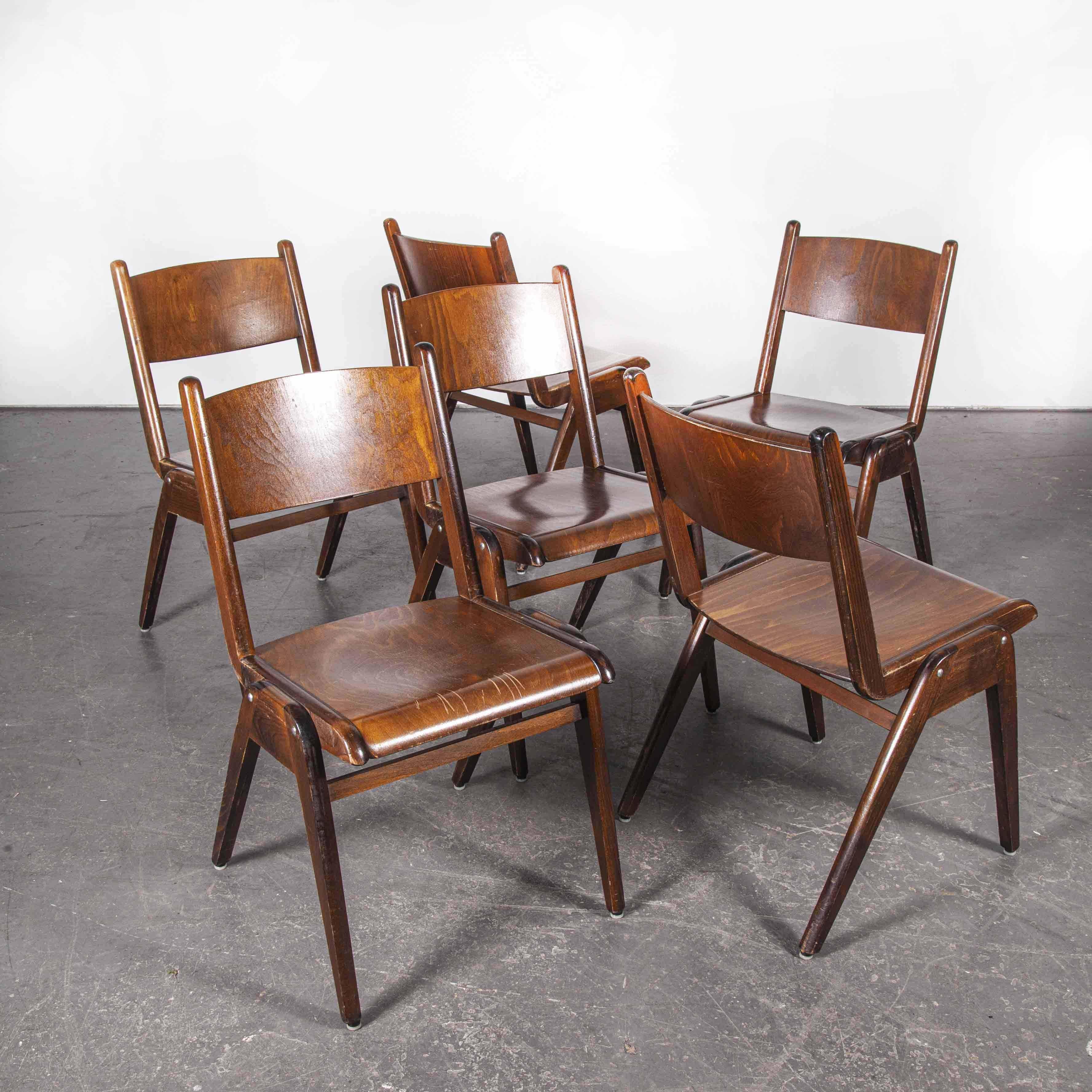 1950s Casala Midcentury Walnut Stacking Dining Chair, Set of Six In Good Condition In Hook, Hampshire