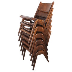 1950s Casala Midcentury Walnut Stacking Dining Chair, Set of Six