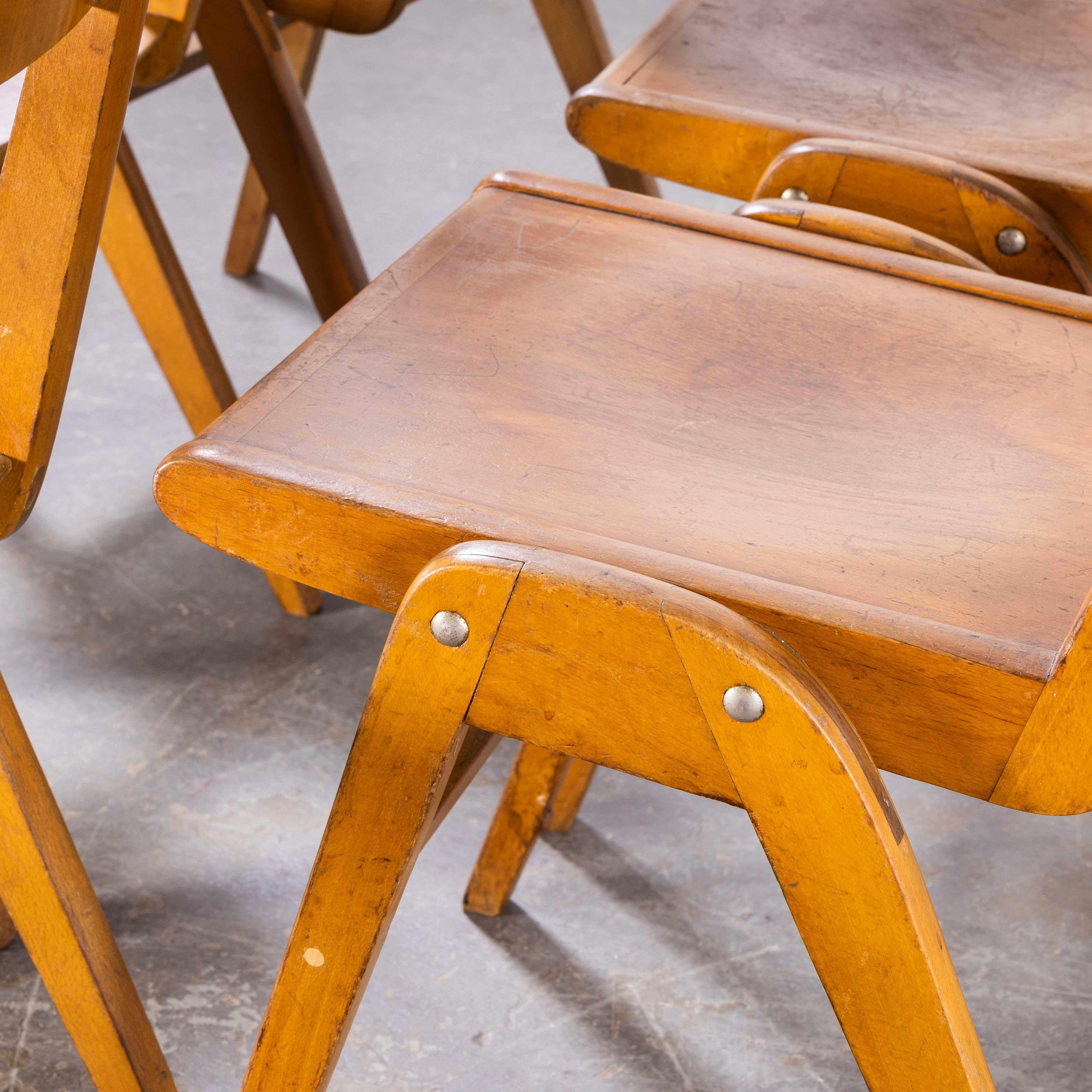 Beech 1950's Casala Stacking Dining Chairs, Set of Five