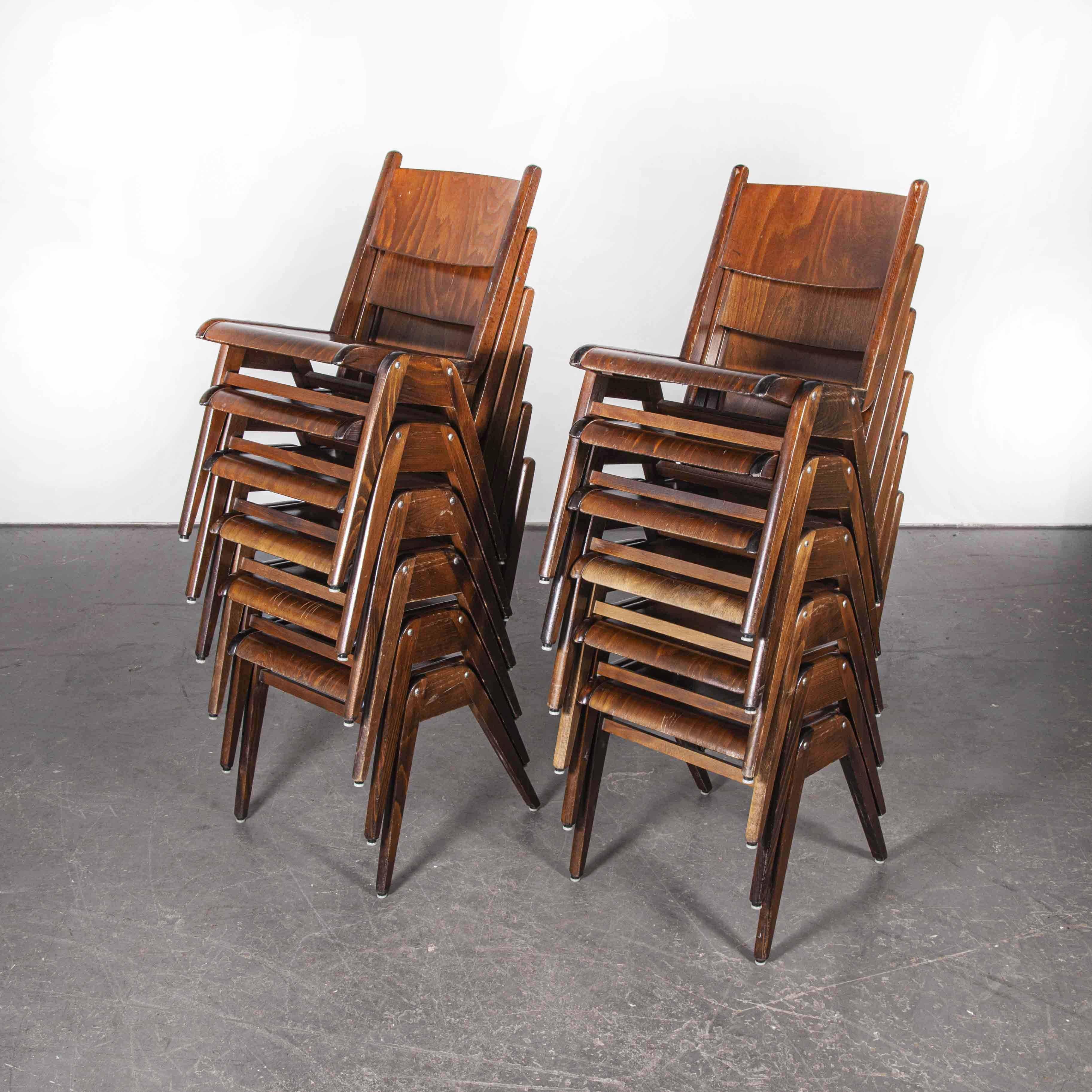 1950s Casala Walnut Stacking Dining Chair, Set of Twelve In Good Condition In Hook, Hampshire