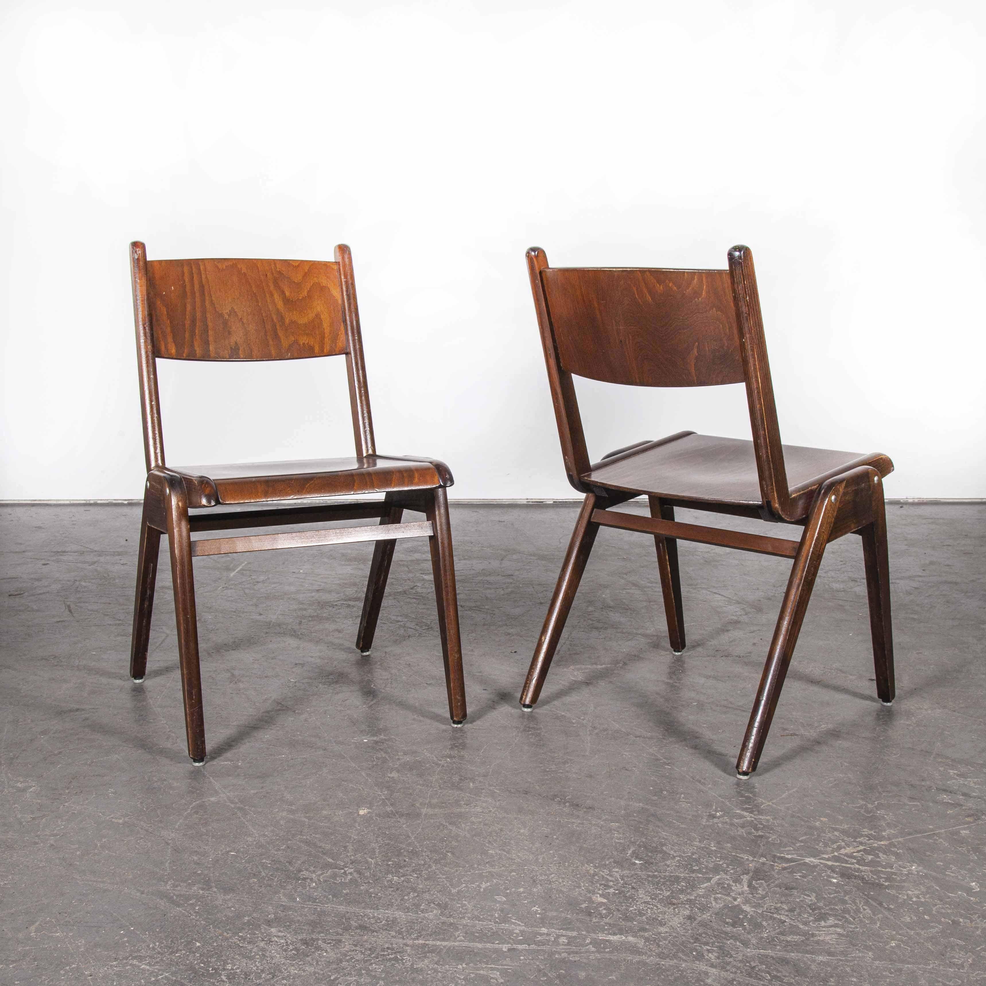 Mid-20th Century 1950s Casala Walnut Stacking Dining Chair, Set of Twelve
