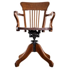 1950
s Cast Base American Oak Swivel Desk Chair