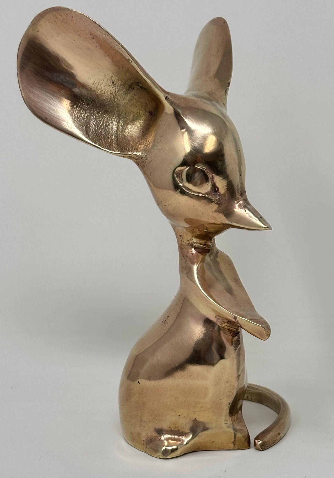 20th Century 1950s Cast Brass Mouse Figurine Sculpture For Sale