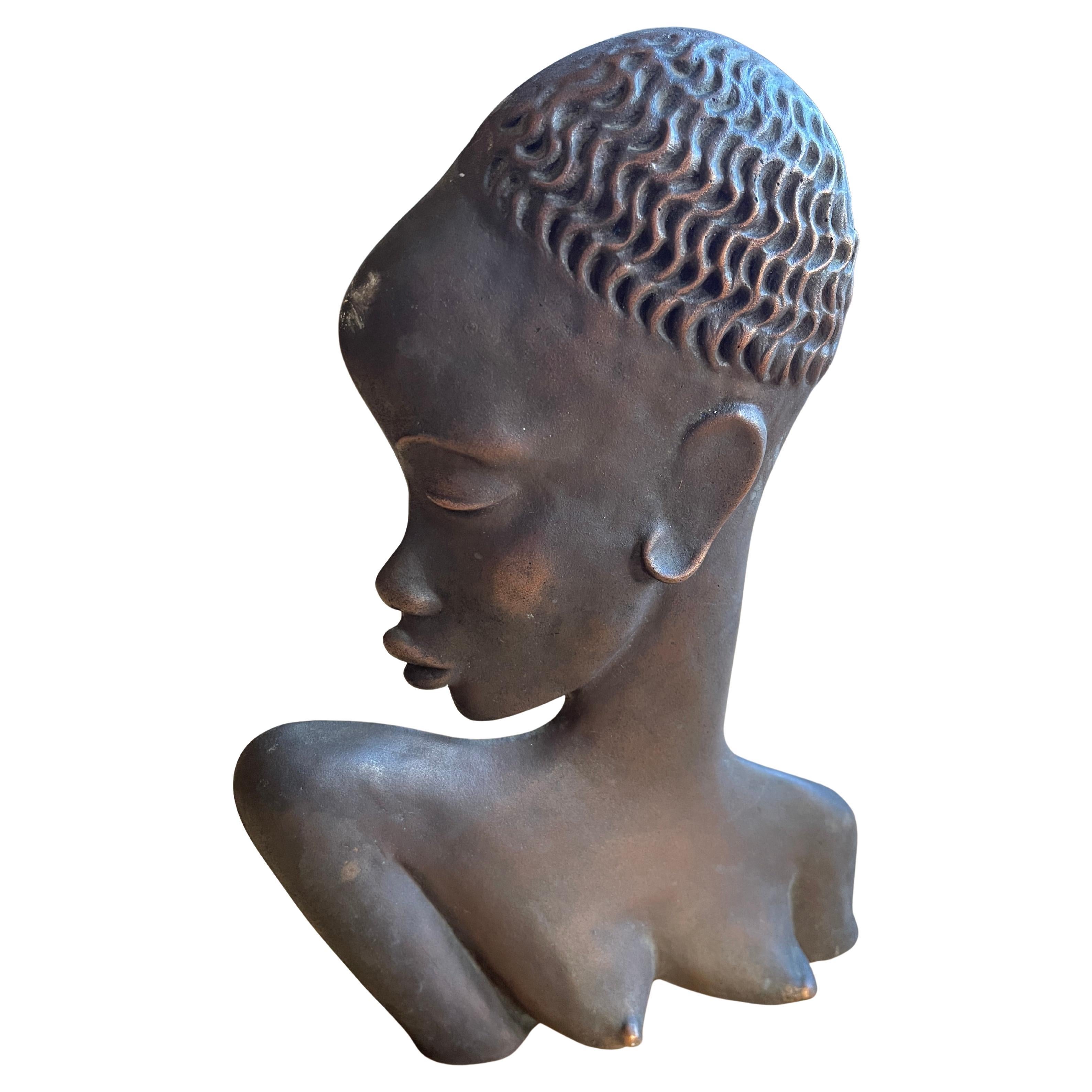1950's  bronzeguss " büste einer afrikanischen frau "