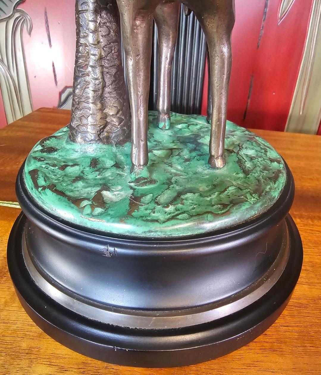 1950s Cast Bronze Camel and Palm Tree Lamps, a Pair  For Sale 12