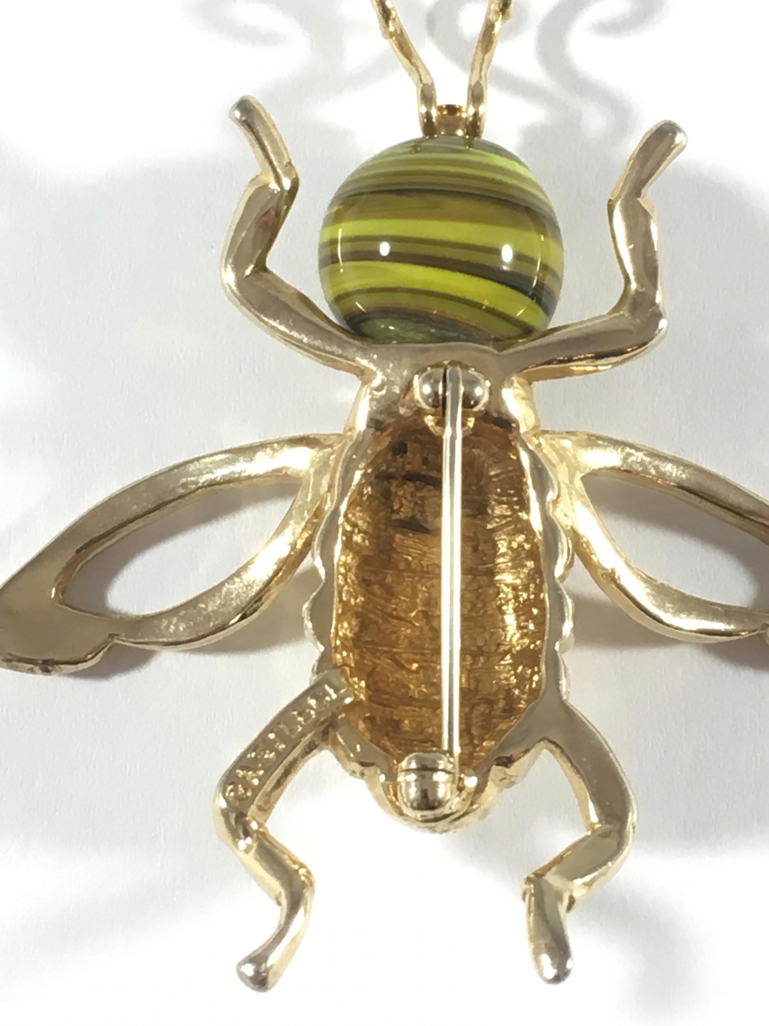 1950s Castlecliff Bee Brooch with Yellow Art Glass Head  6