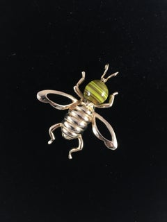 1950s Castlecliff Bee Brooch with Yellow Art Glass Head
