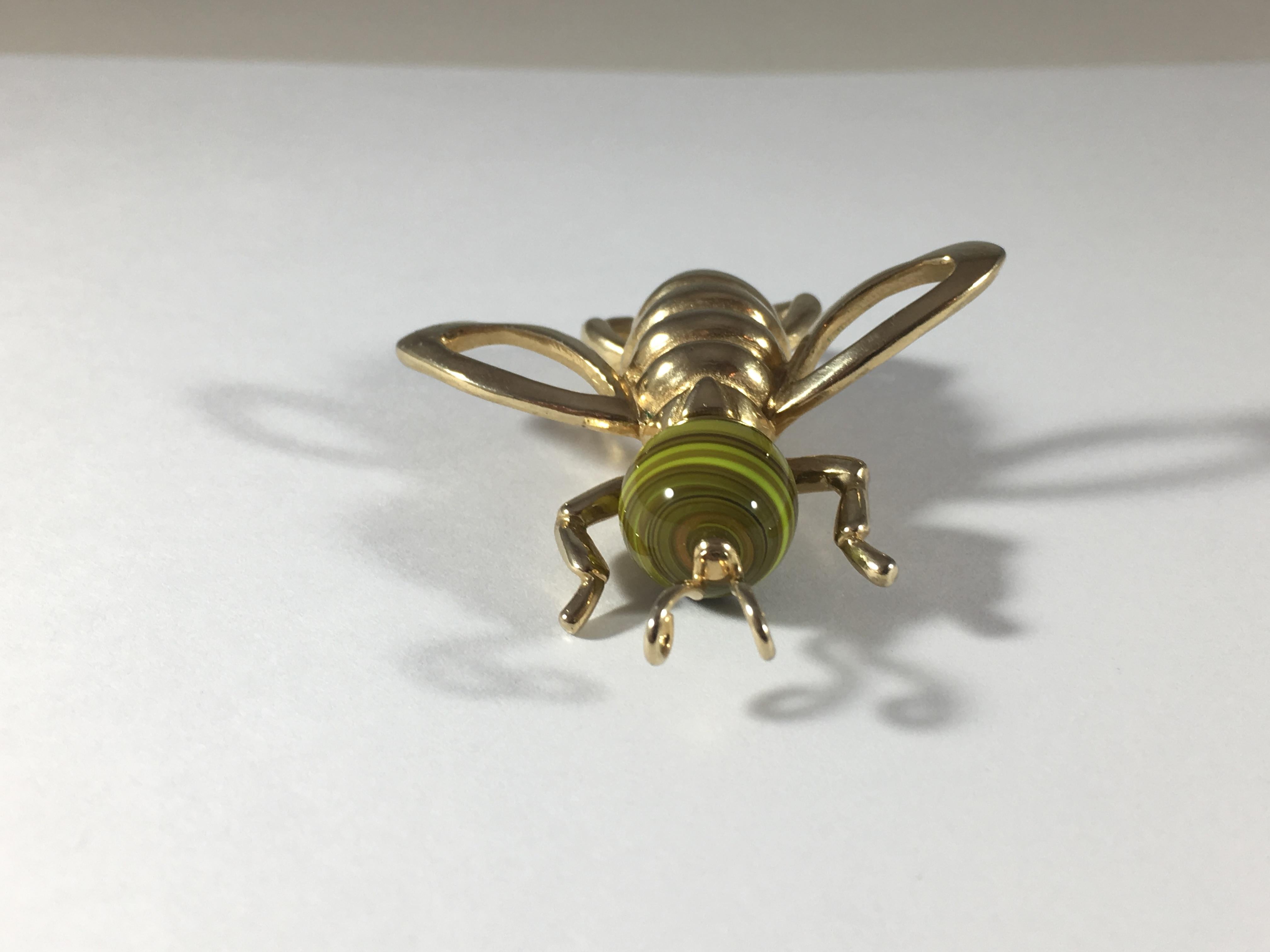 1950s Castlecliff Bee Brooch with Yellow Art Glass Head  4