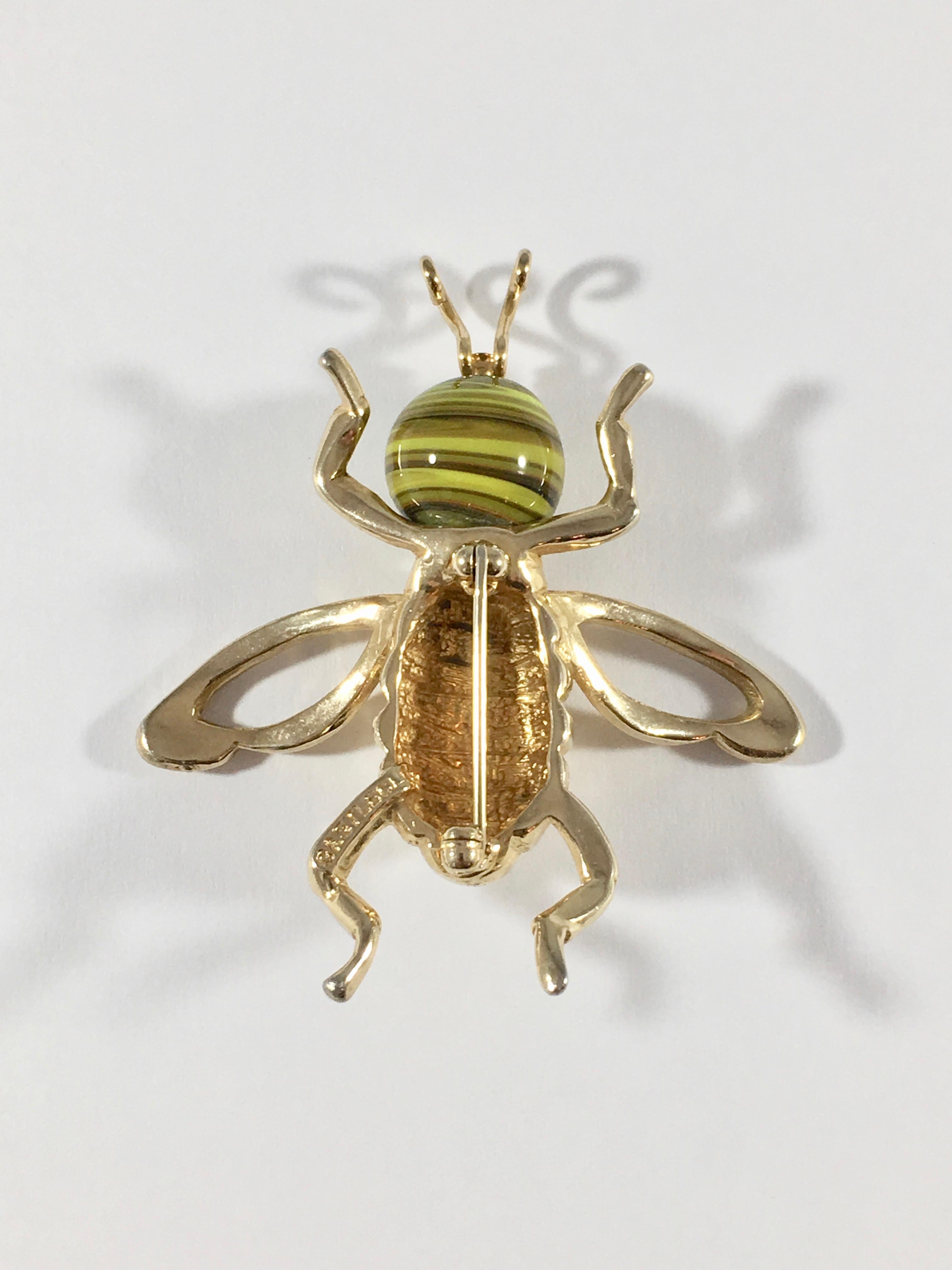 1950s Castlecliff Bee Brooch with Yellow Art Glass Head  5