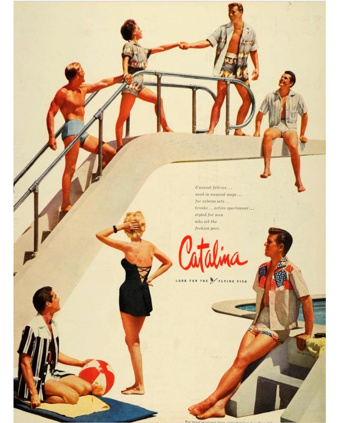 1950s Catalina Floral Textured Cotton Swimsuit For Sale 2