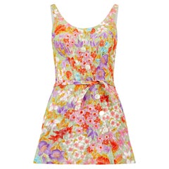 Vintage 1950s Catalina Floral Textured Cotton Swimsuit