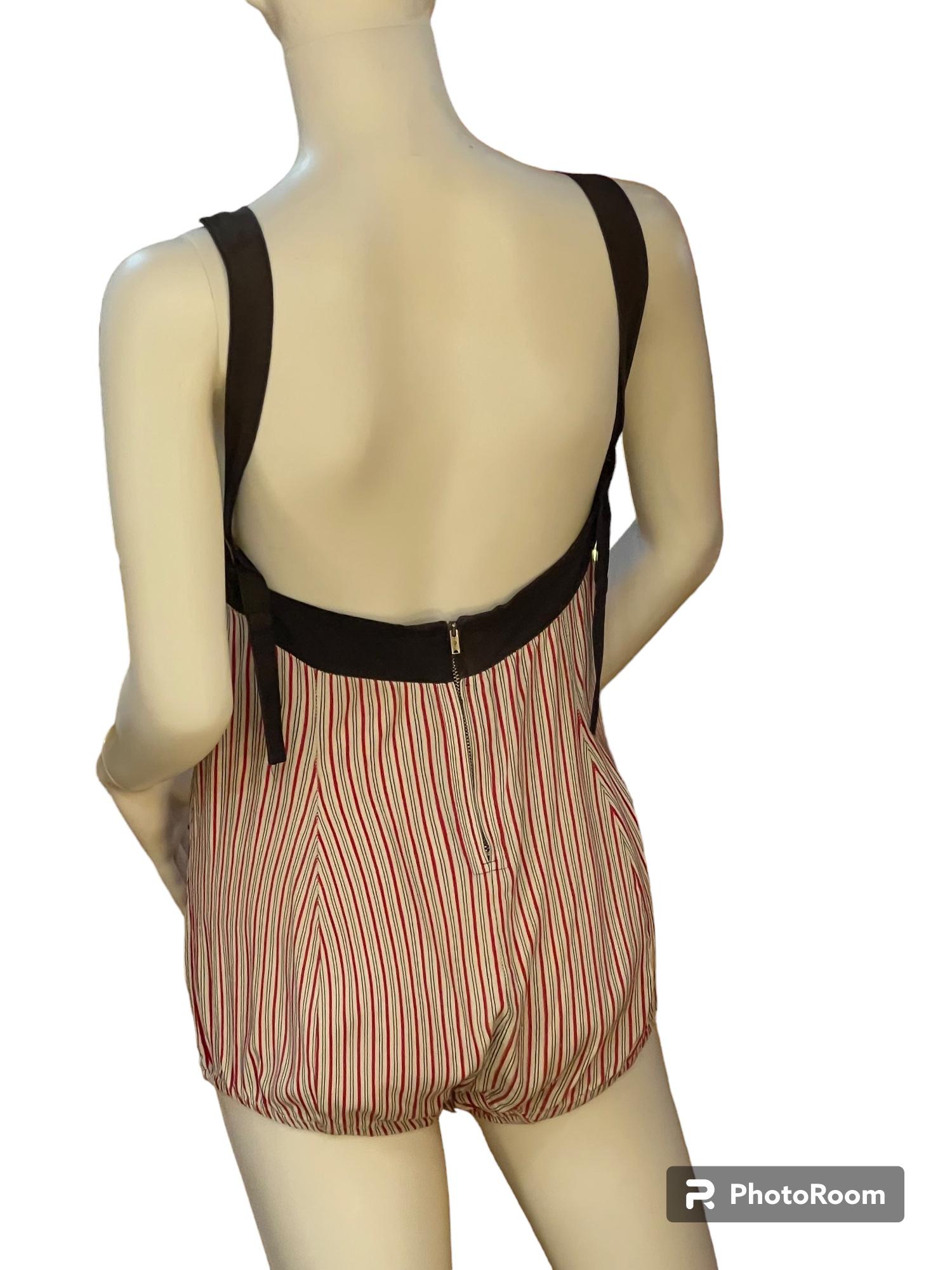 Brown 1950's Catalina of California One-Piece Striped Swimsuit