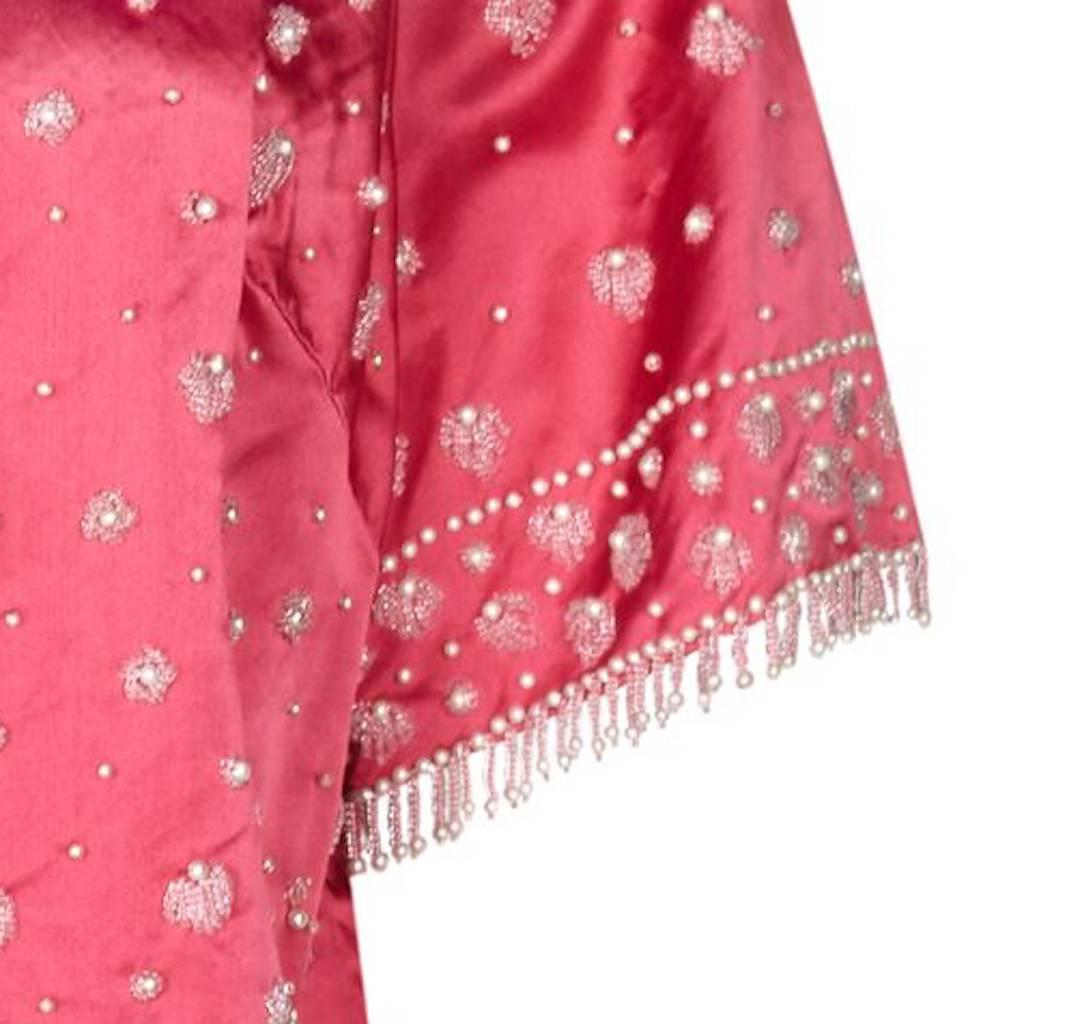 1950s Cavanagh's Silk Satin Cropped Beaded Evening Jacket In Excellent Condition For Sale In London, GB