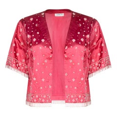 1950s Cavanagh's Silk Satin Cropped Beaded Evening Jacket