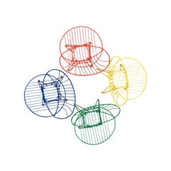 1950s Cees Braakman 4 Combex Wire Chairs for Pastoe, Red, Blue, Green, Yellow