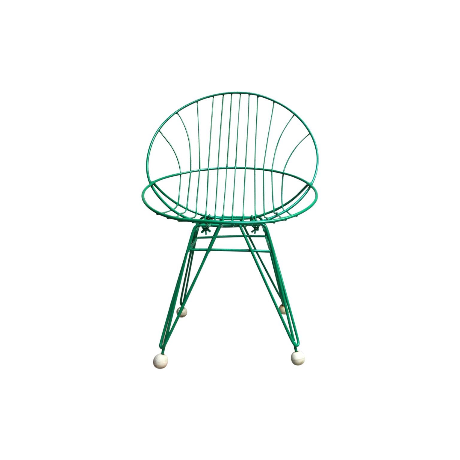 1950s Cees Braakman 4 Combex Wire Chairs for Pastoe, Red, Blue, Green, Yellow For Sale 1