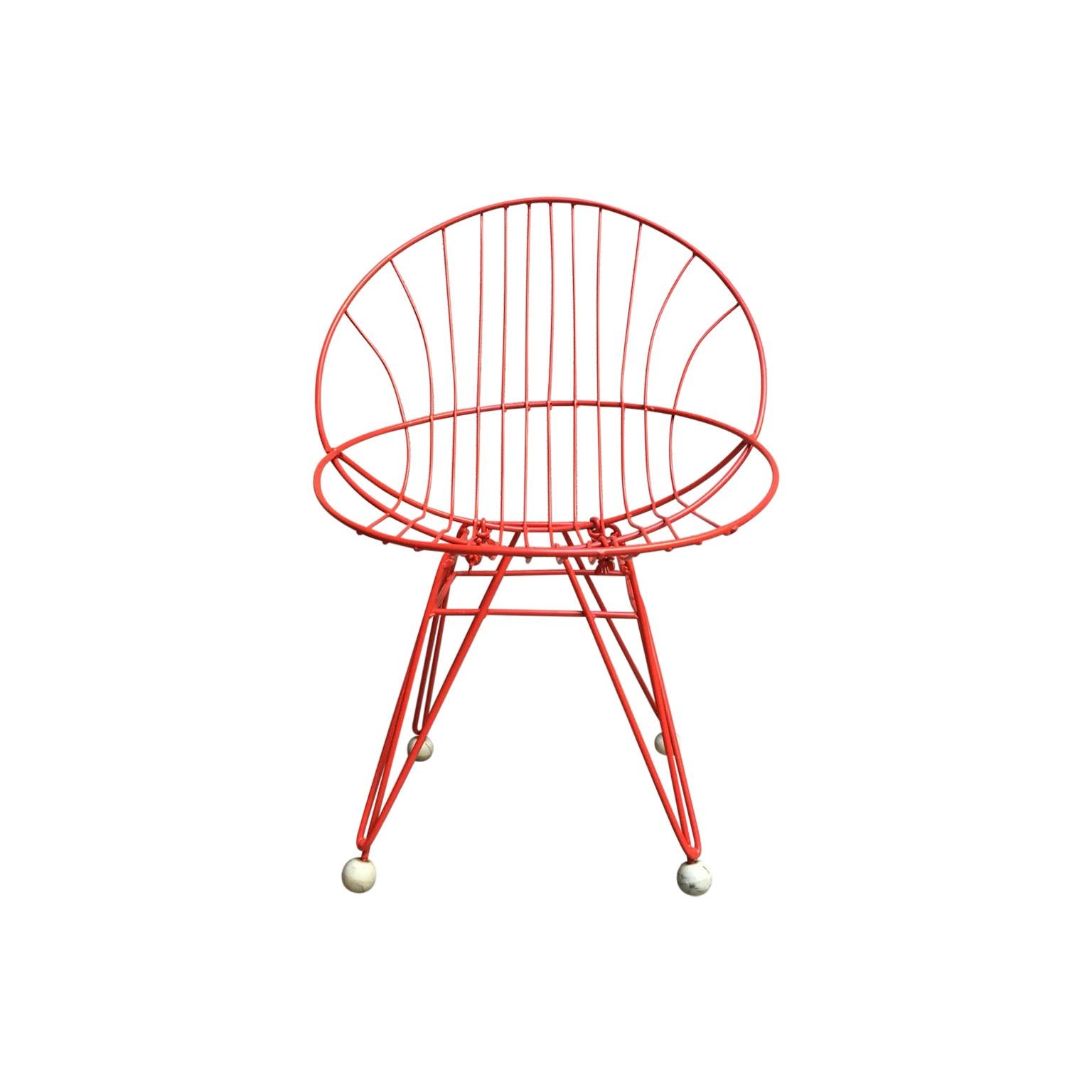1950s Cees Braakman 4 Combex Wire Chairs for Pastoe, Red, Blue, Green, Yellow For Sale 3