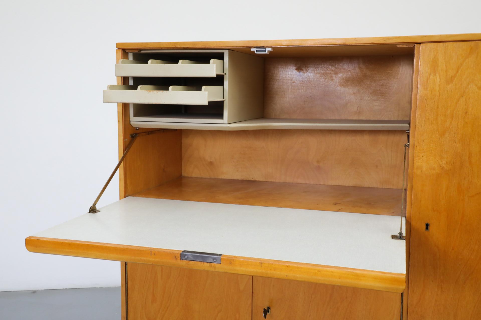1950's Cees Braakman “Combex Series” Birch Secretaire Cabinet for Pastoe 8