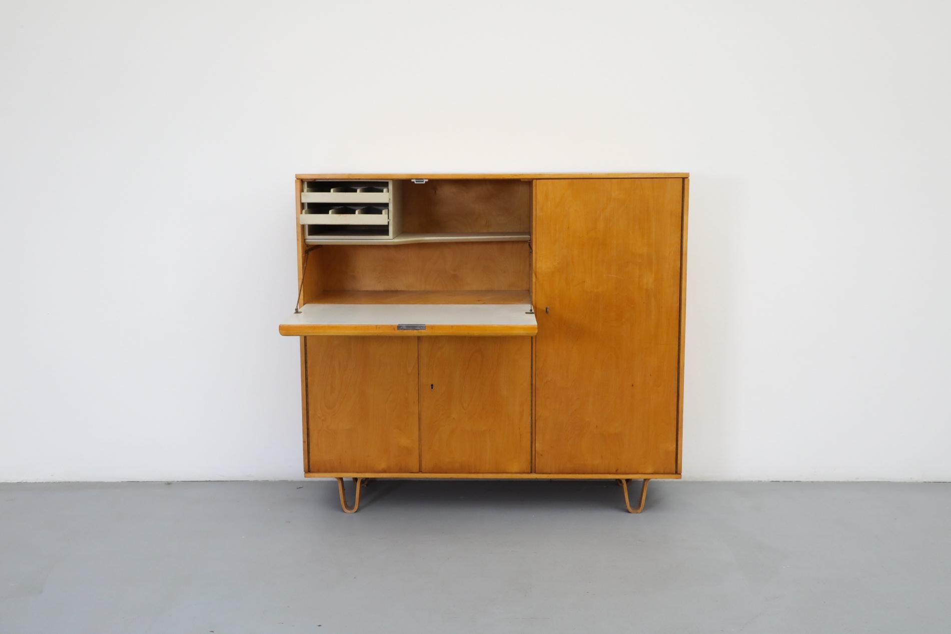 Mid-Century Modern 1950's Cees Braakman “Combex Series” Birch Secretaire Cabinet for Pastoe