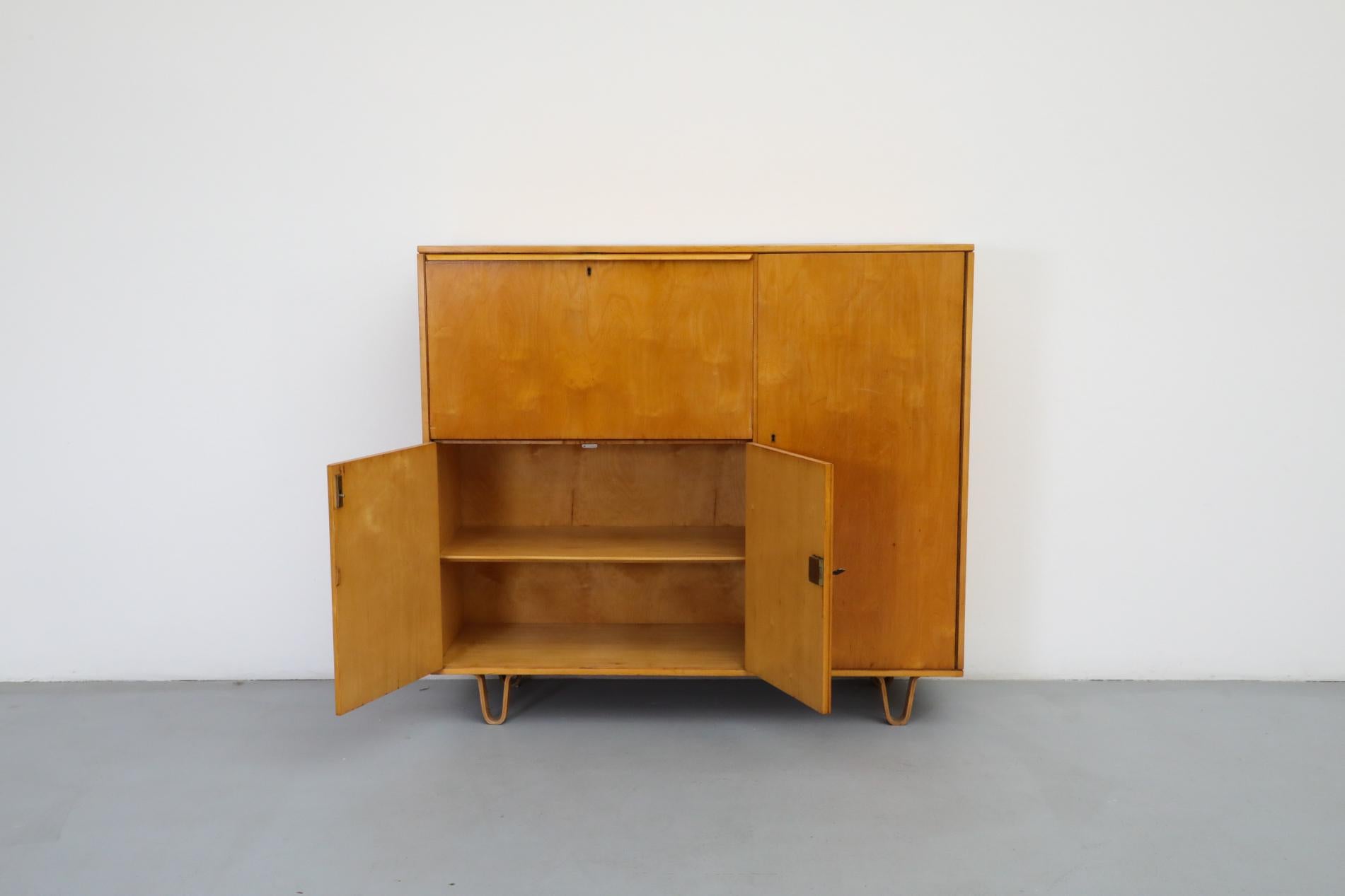 1950's Cees Braakman “Combex Series” Birch Secretaire Cabinet for Pastoe In Good Condition In Los Angeles, CA