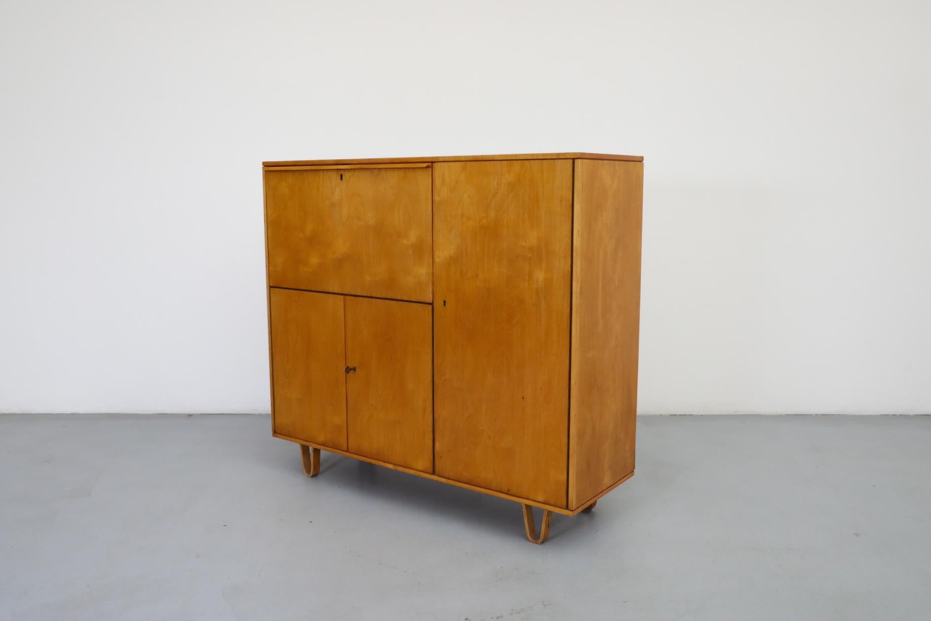 20th Century 1950's Cees Braakman “Combex Series” Birch Secretaire Cabinet for Pastoe