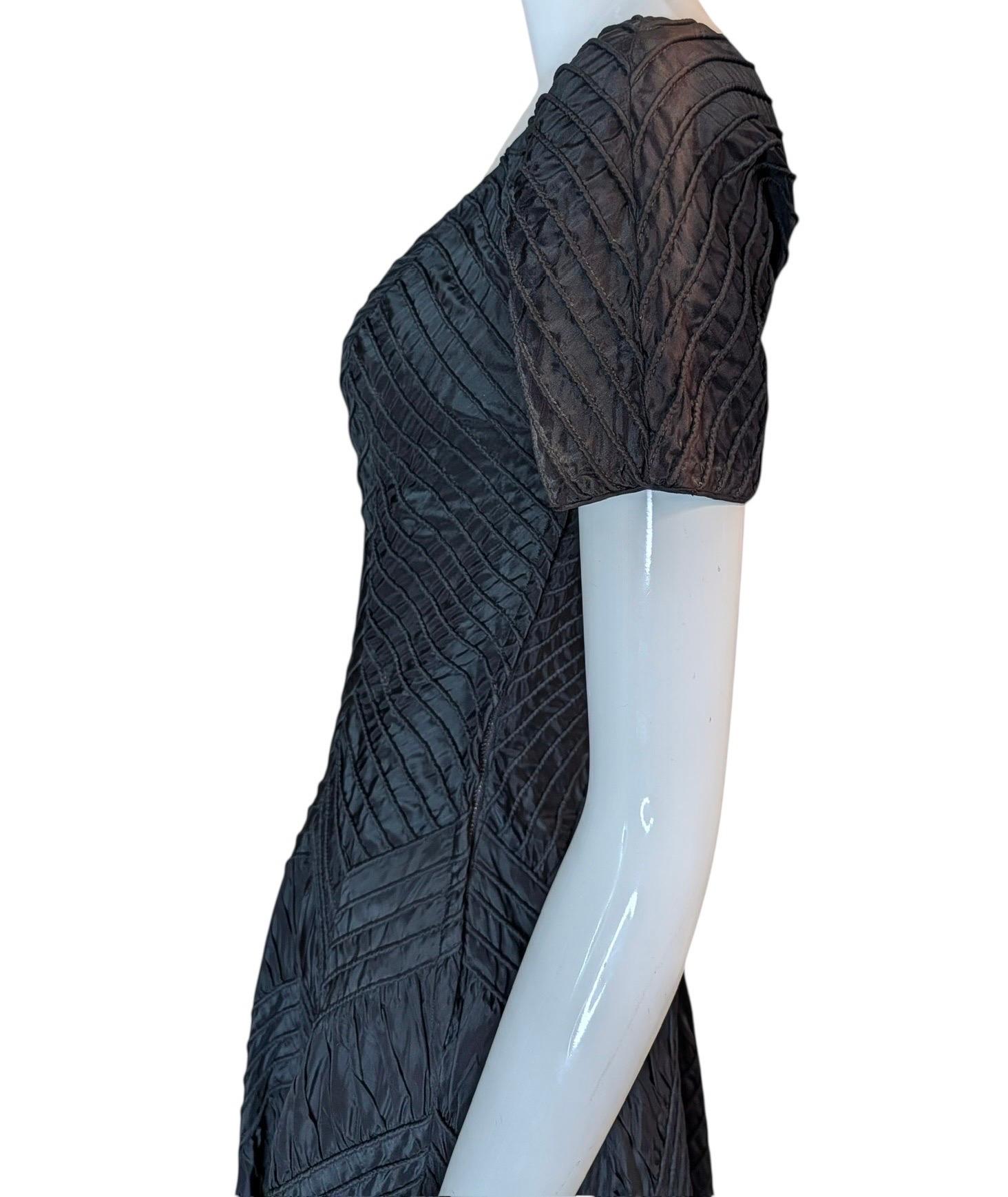 1950s Ceil Chapman Architectural Sculpted Ruched Chevron Cocktail Dress im Angebot 7