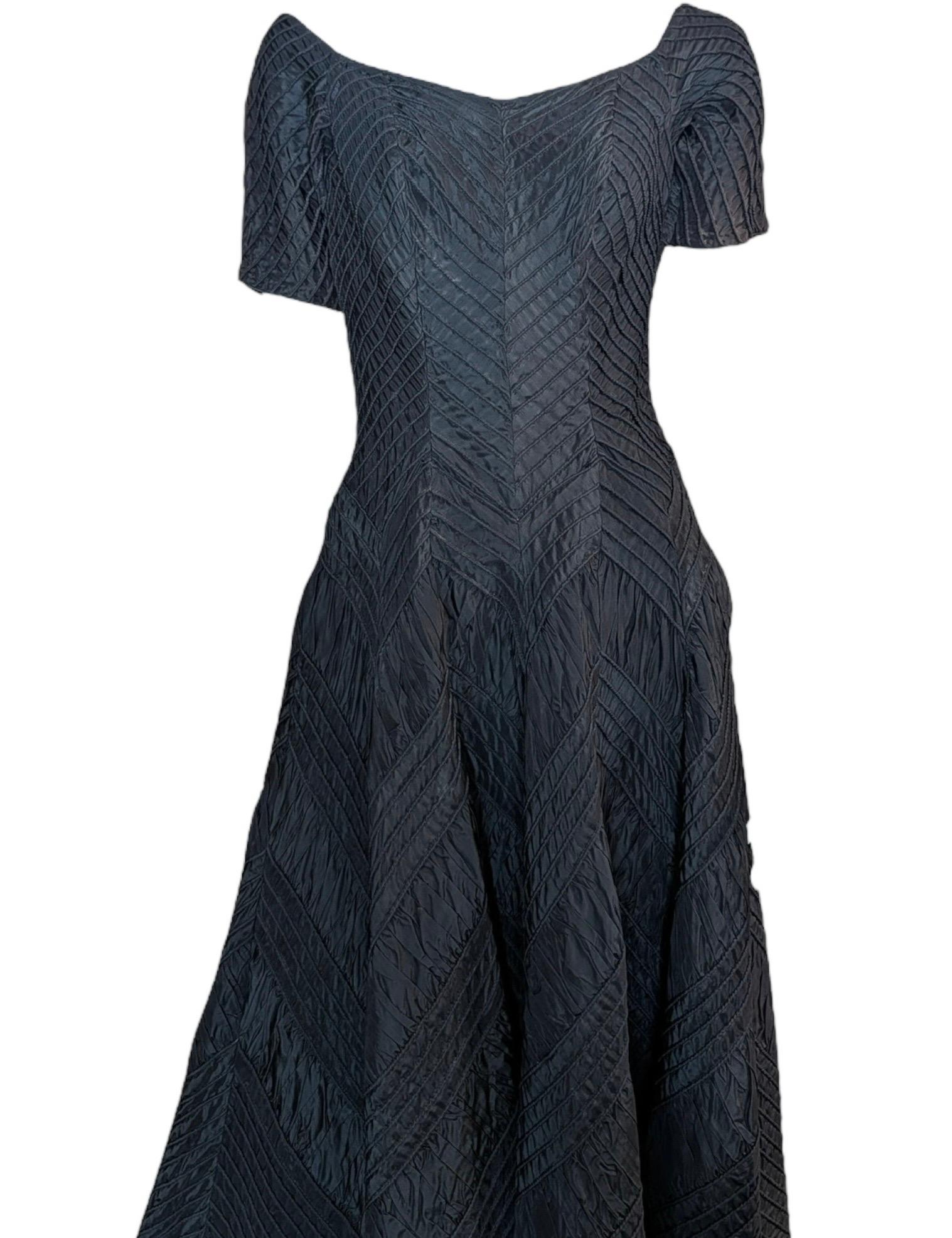 1950s Ceil Chapman Architectural Sculpted Ruched Chevron Cocktail Dress im Angebot 1