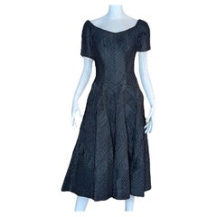 1950s Ceil Chapman Architectural Sculpted Ruched Chevron Cocktail Dress