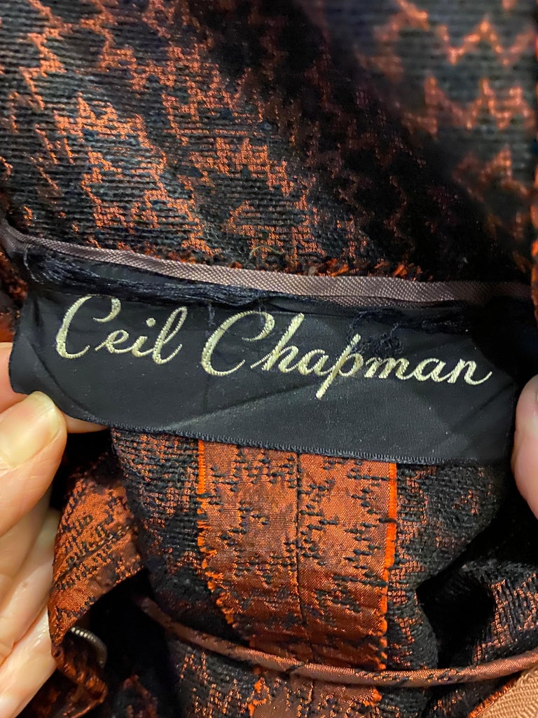 1950s Ceil Chapman Atomic Brocade Cocktail Suit For Sale 5