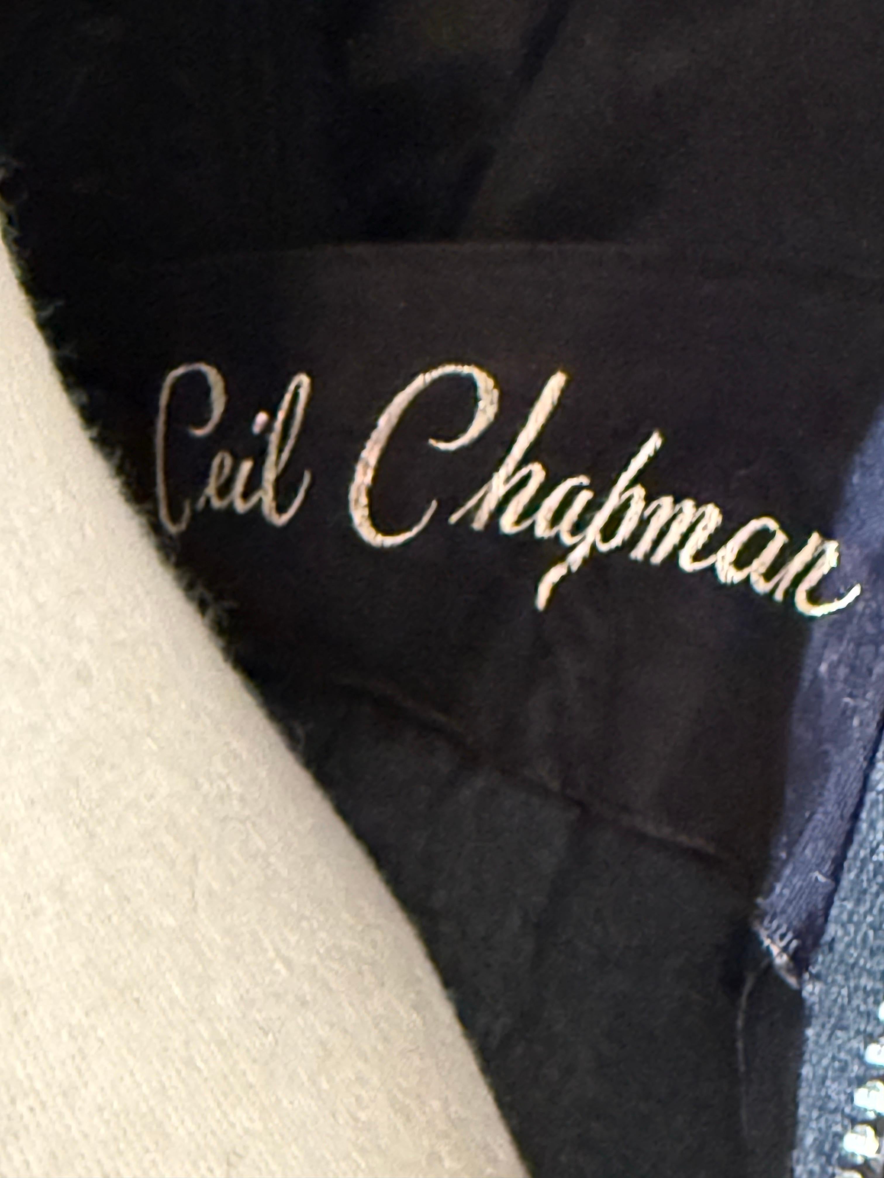 1950s Ceil Chapman Schwarz Seide Organza & Spitze New Look Cocktailkleid w Applique im Angebot 14