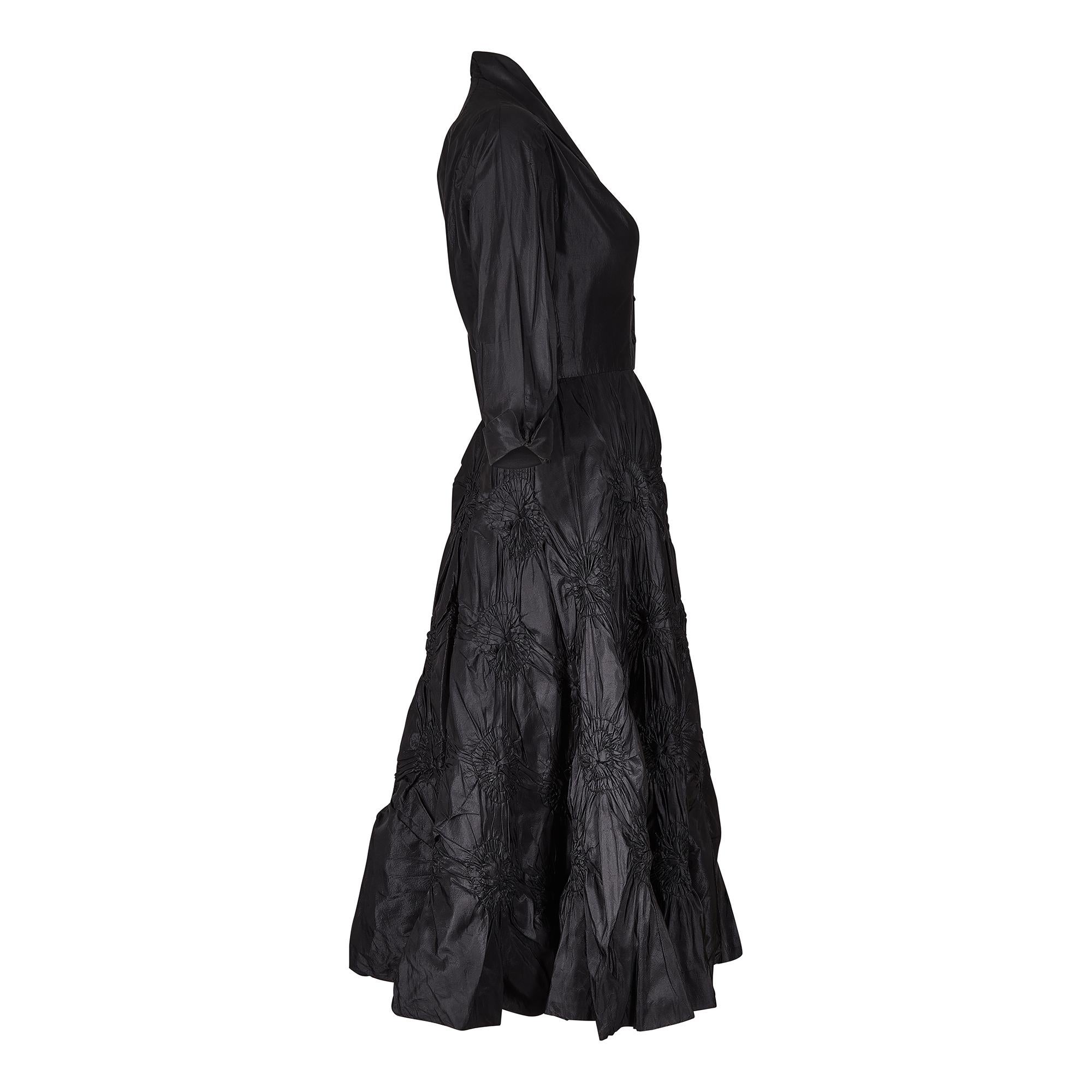 1950s Ceil Chapman Black Silk Taffeta Full Circle Dress In Excellent Condition For Sale In London, GB