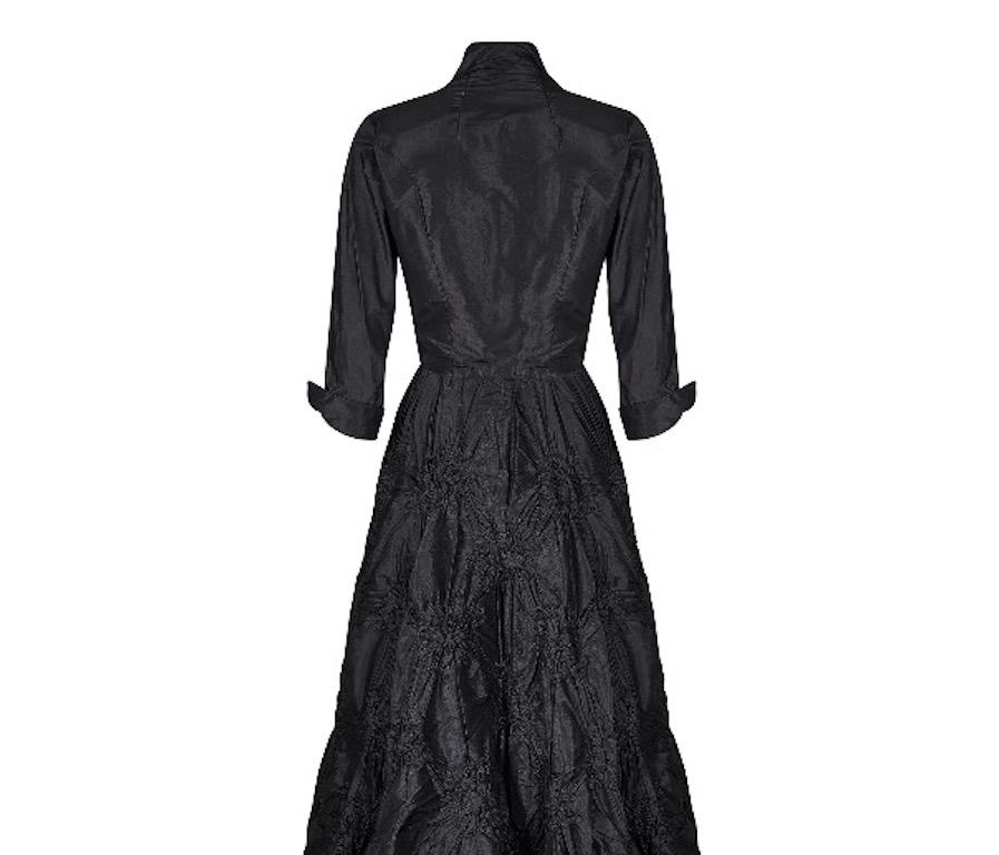 1950s Ceil Chapman Black Silk Taffeta Full Circle Dress For Sale 2