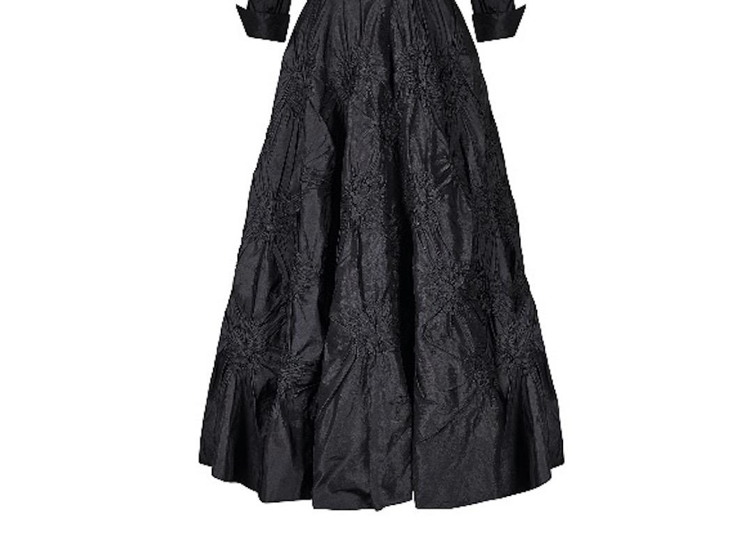 1950s Ceil Chapman Black Silk Taffeta Full Circle Dress For Sale 3