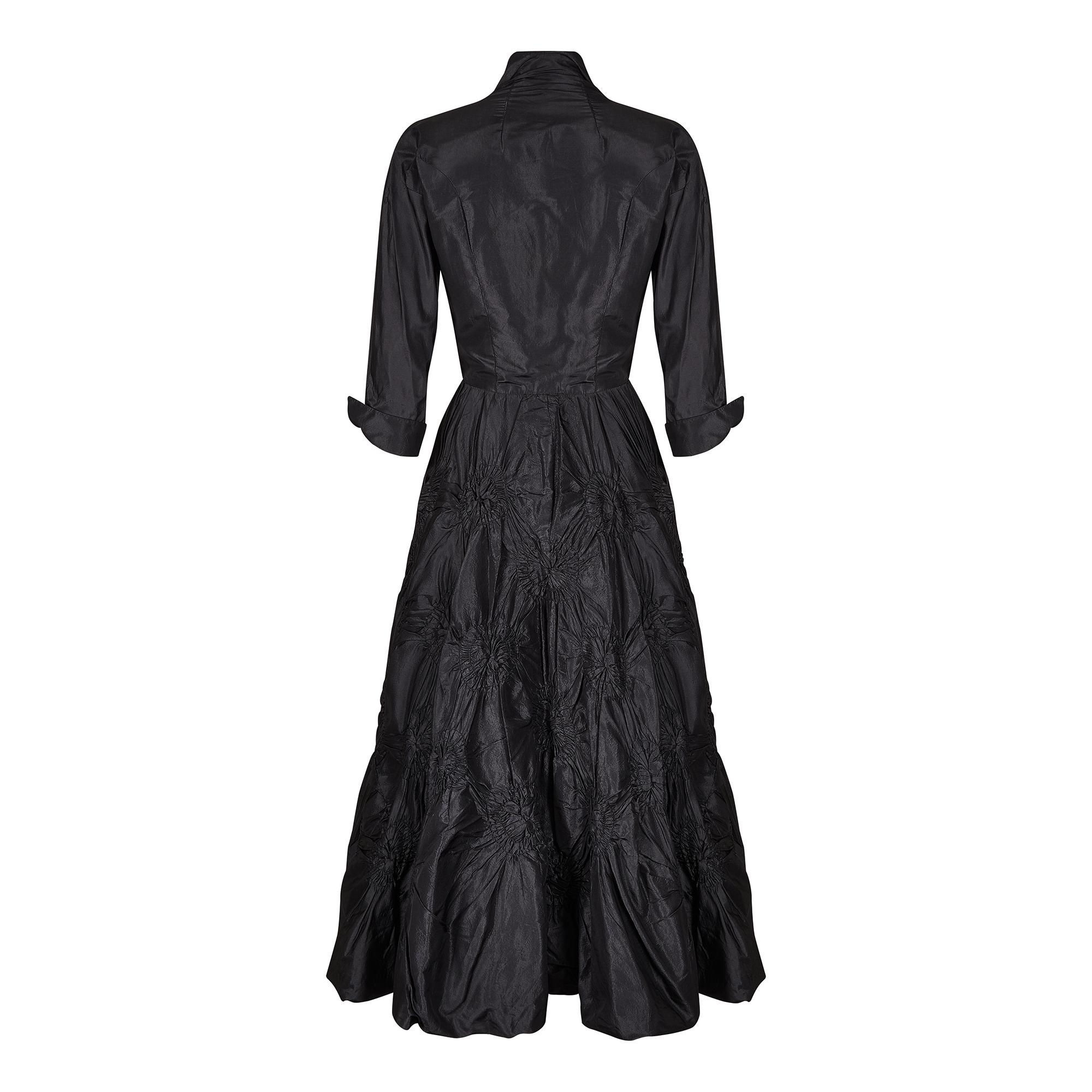 1950s Ceil Chapman Black Silk Taffeta Full Circle Dress For Sale