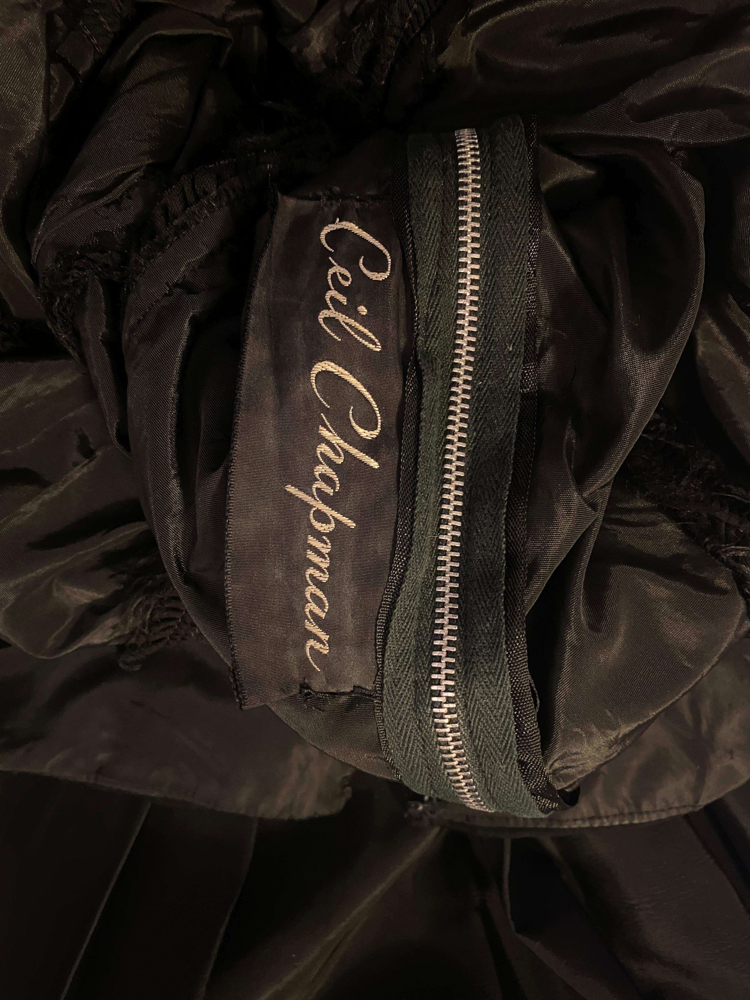 Ceil Chapman Kleid aus schwarzem Taft und gerafftem Seidenjersey aus den 1950er Jahren im Angebot 1