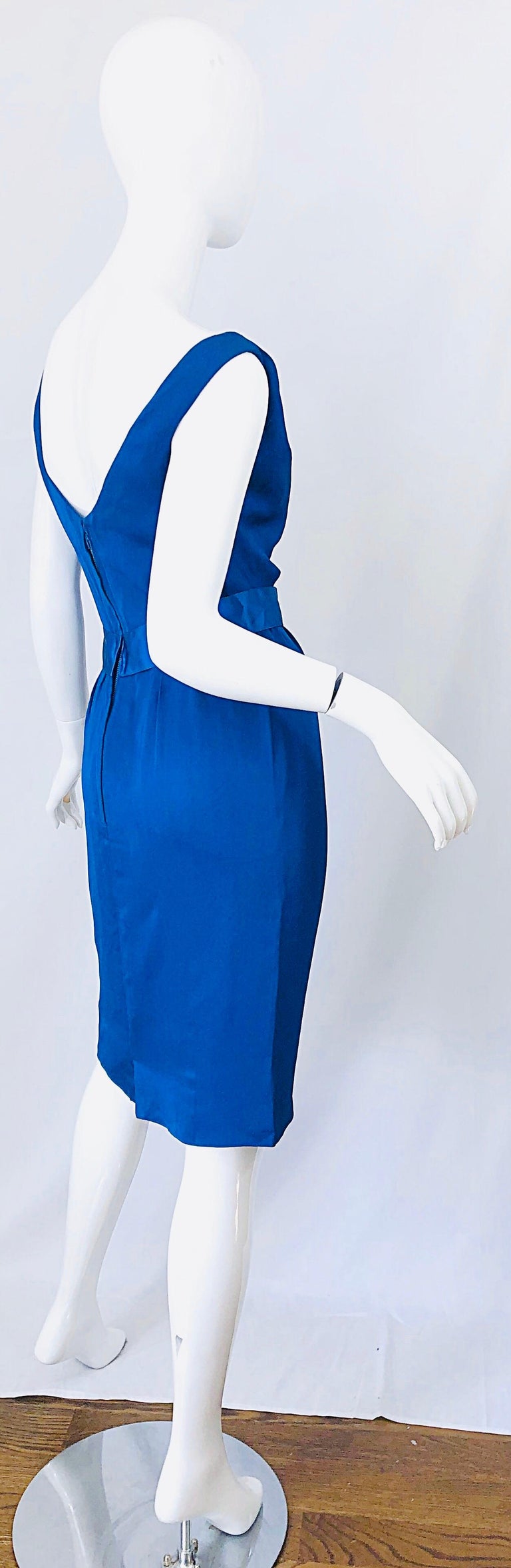 1950s Ceil Chapman Cerulean Blue Silk Chiffon Vintage 50s Off Shoulder ...