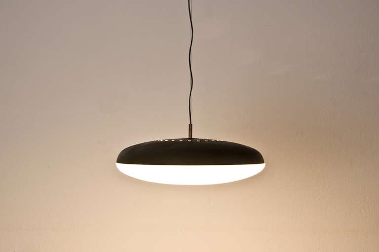 Mid-Century Modern 1950s Ceiling Lamp in Black and White