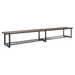 1950s Central European Industrial Steel Frame Bench