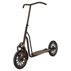 Retro 1950s Central European Metal and Wooden Scooter