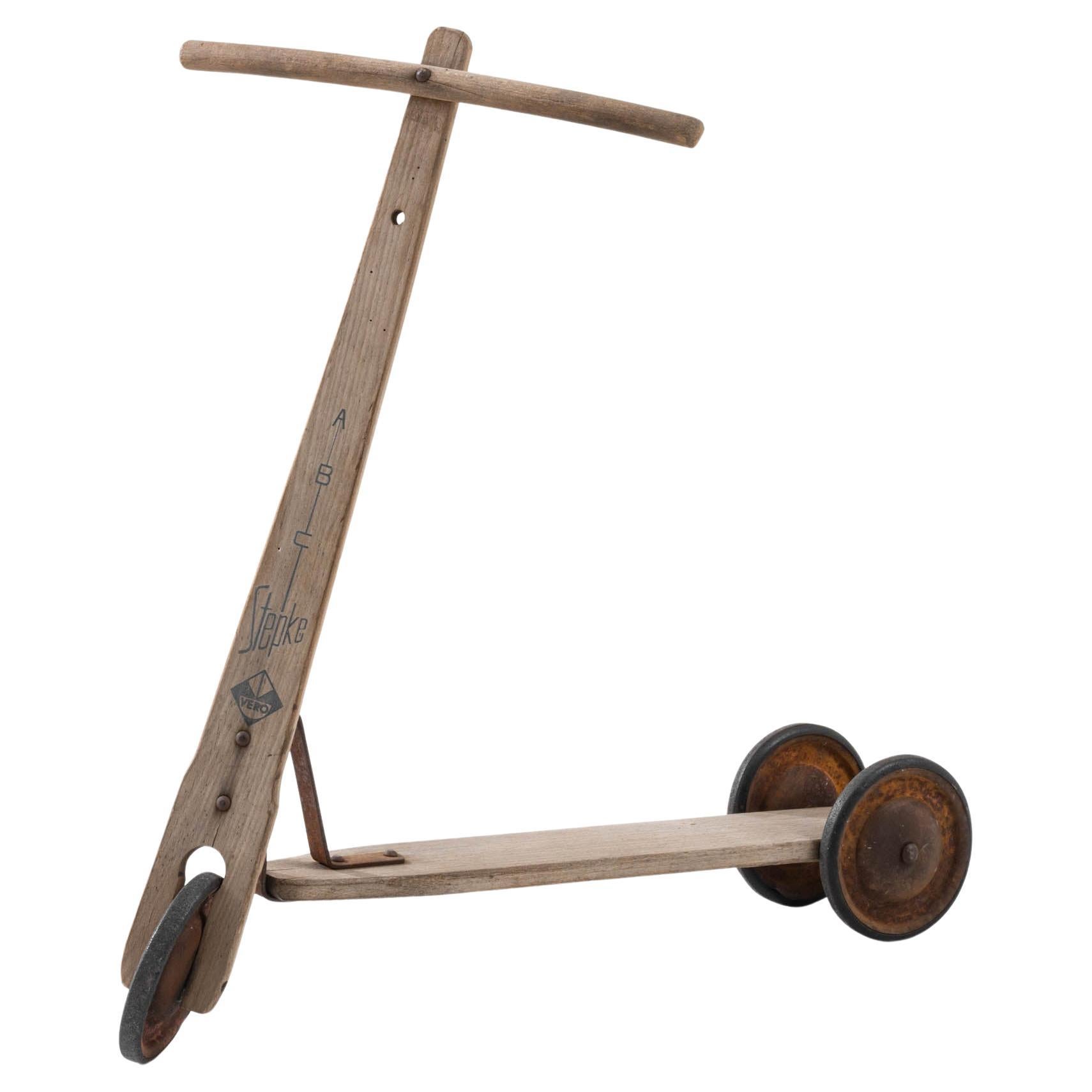 1950s Central European Metal & Wooden Scooter