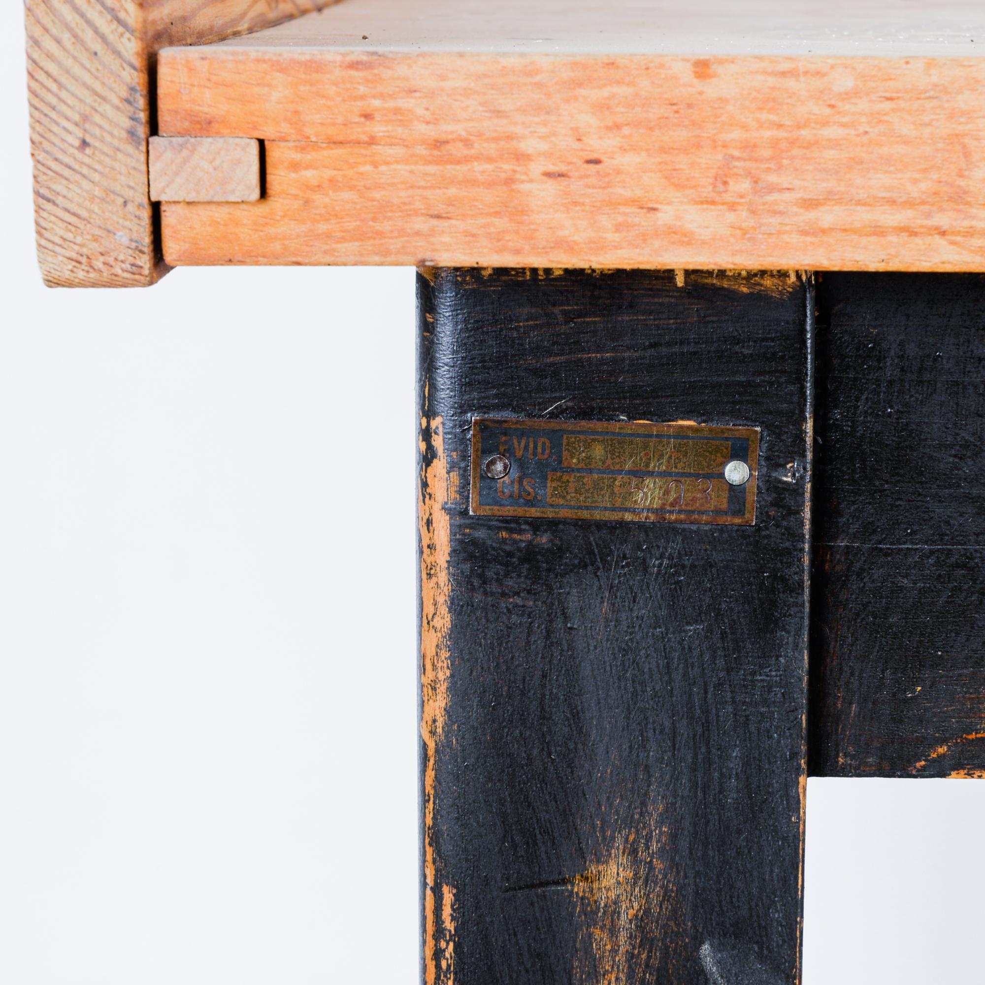 1950s Central European Wooden Patinated Bakery Table In Good Condition For Sale In High Point, NC