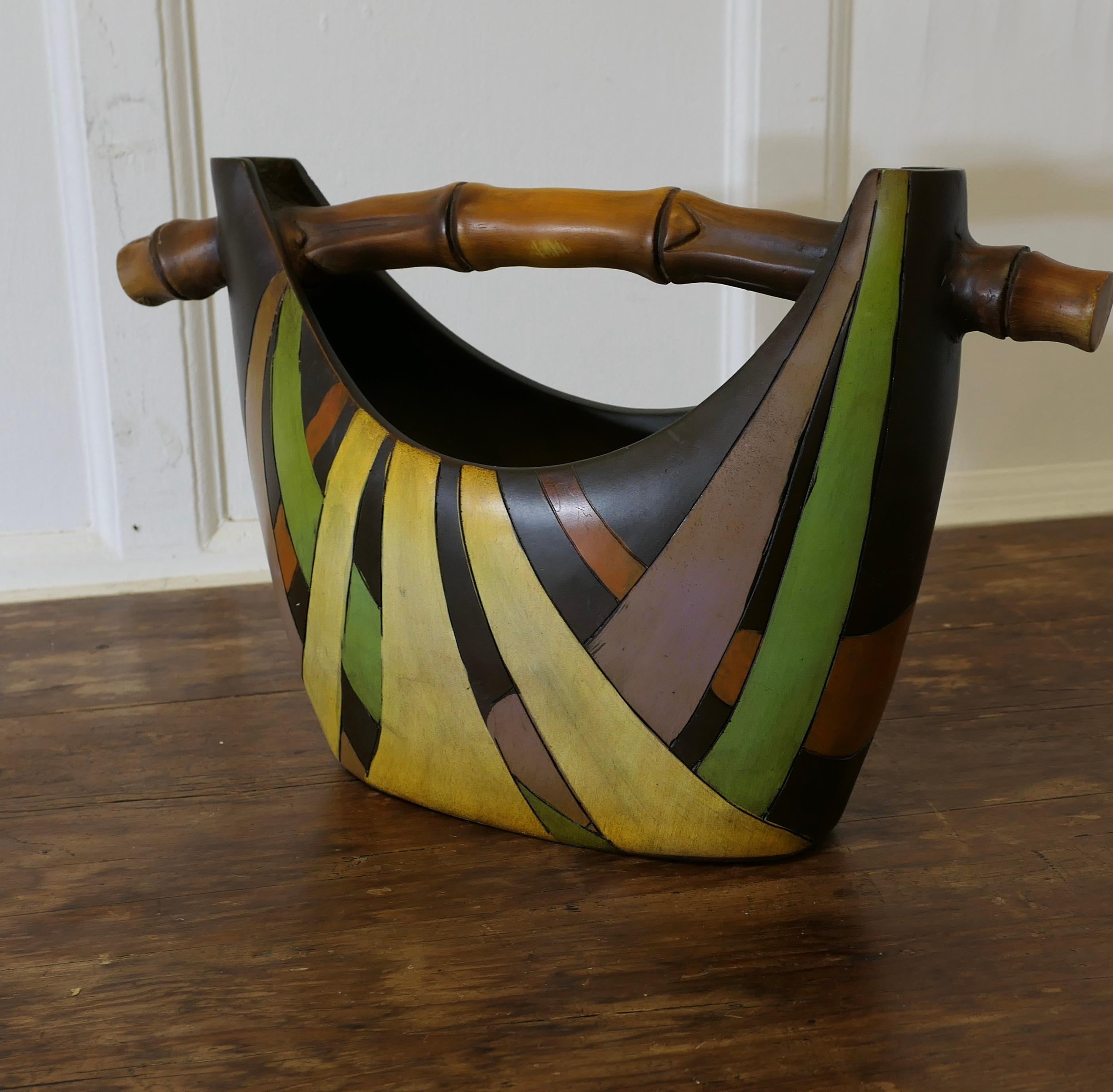 1950s Ceramic Flower Vase in the form of a Basket In Good Condition In Godshill, Isle of Wight