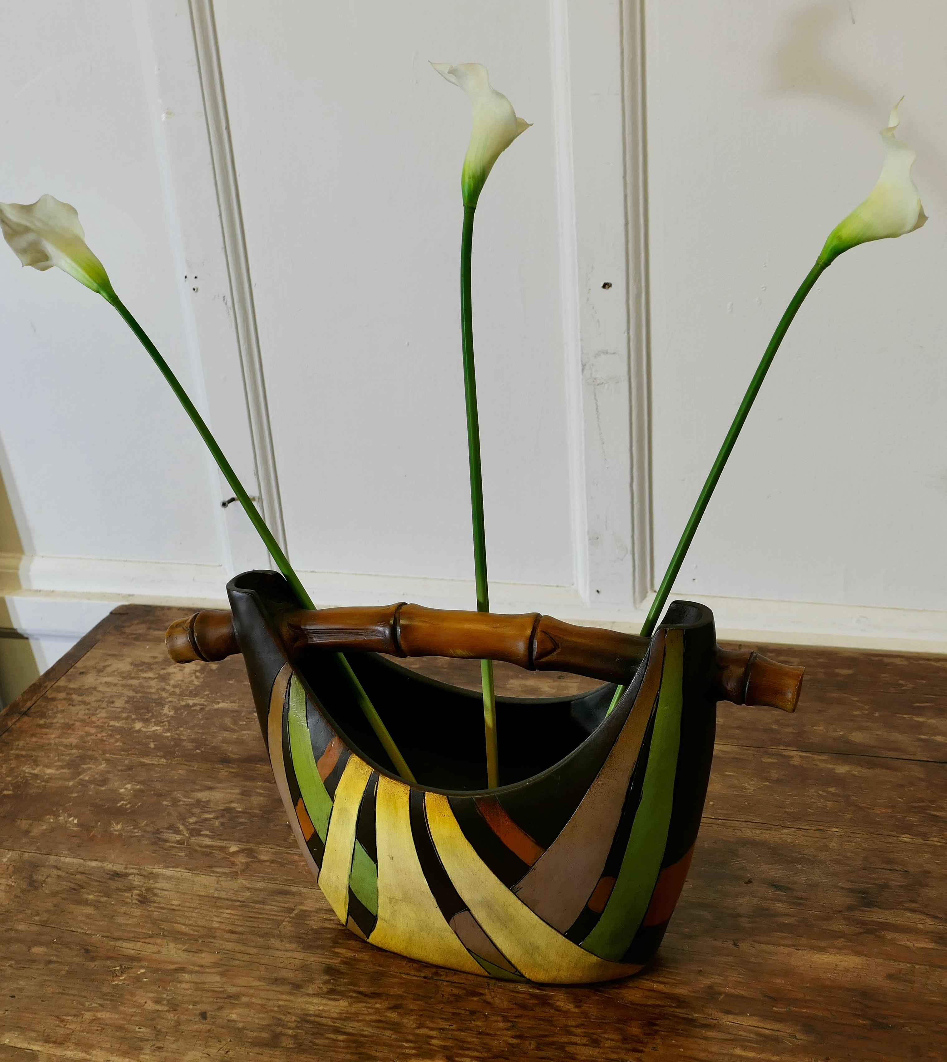 1950s Ceramic Flower Vase in the form of a Basket 2