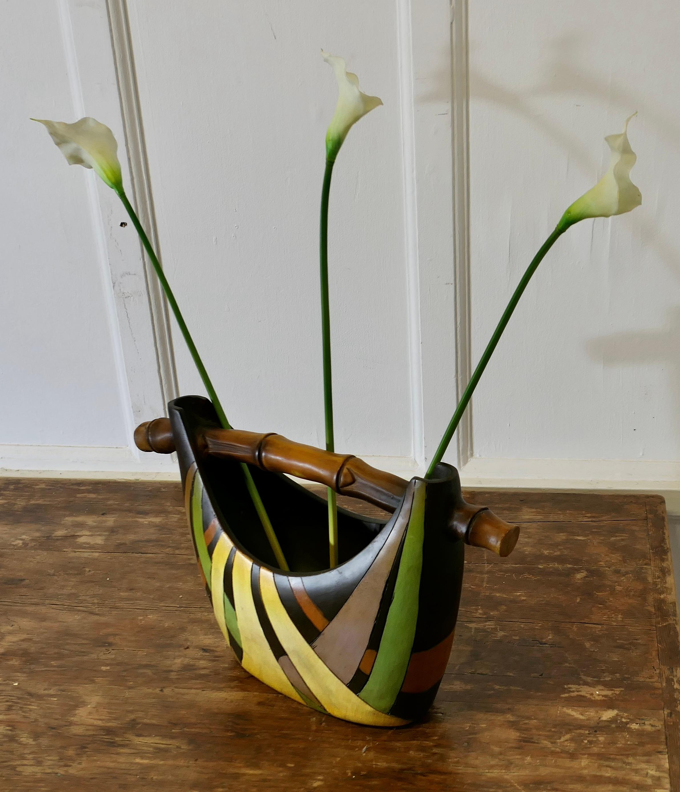 1950s Ceramic Flower Vase in the form of a Basket 3