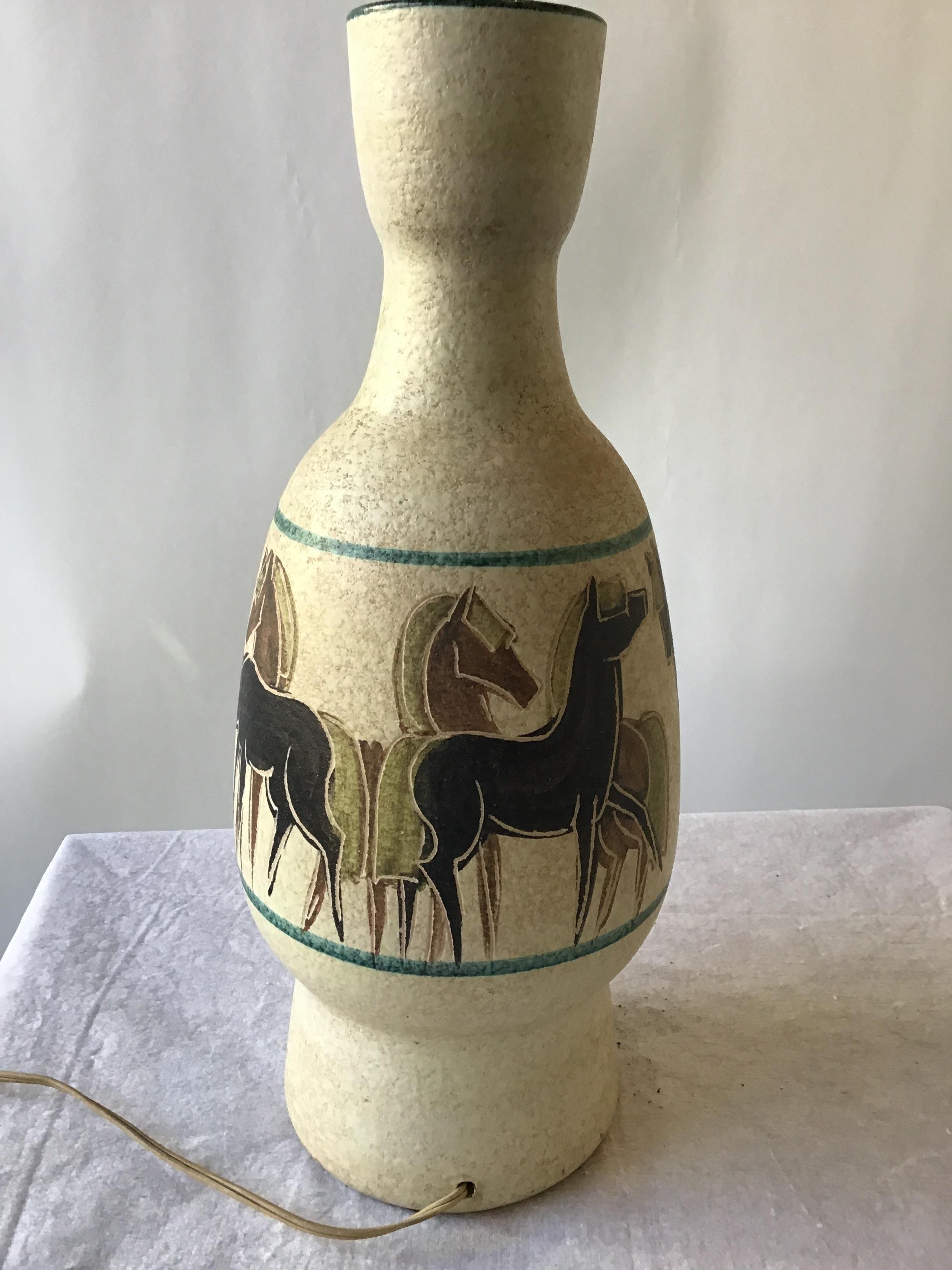 Mid-20th Century 1950s Ceramic Horse Lamp For Sale
