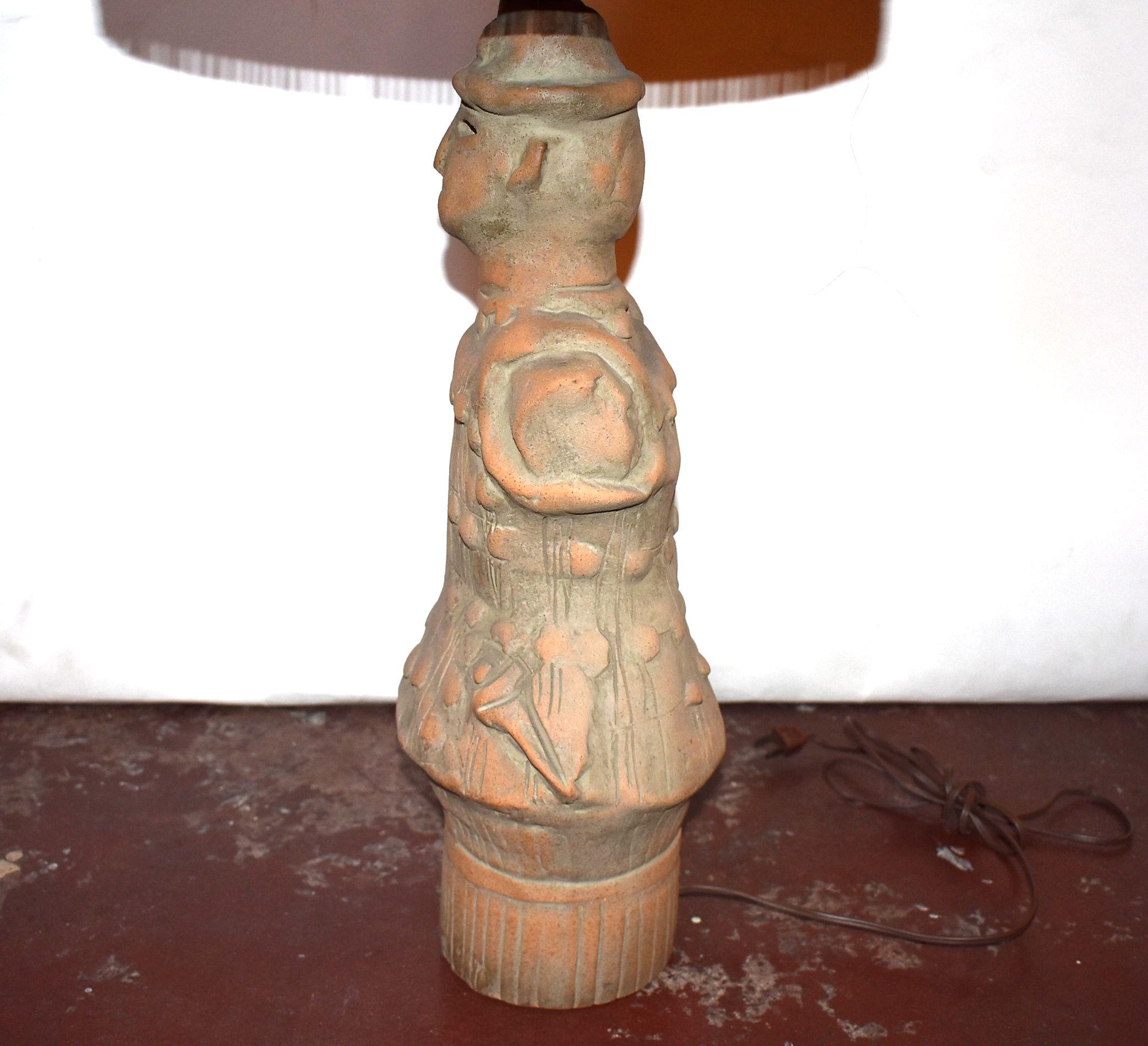 Mid-Century Modern 1950s Ceramic Lamp with Maria Kipp Original Shade For Sale