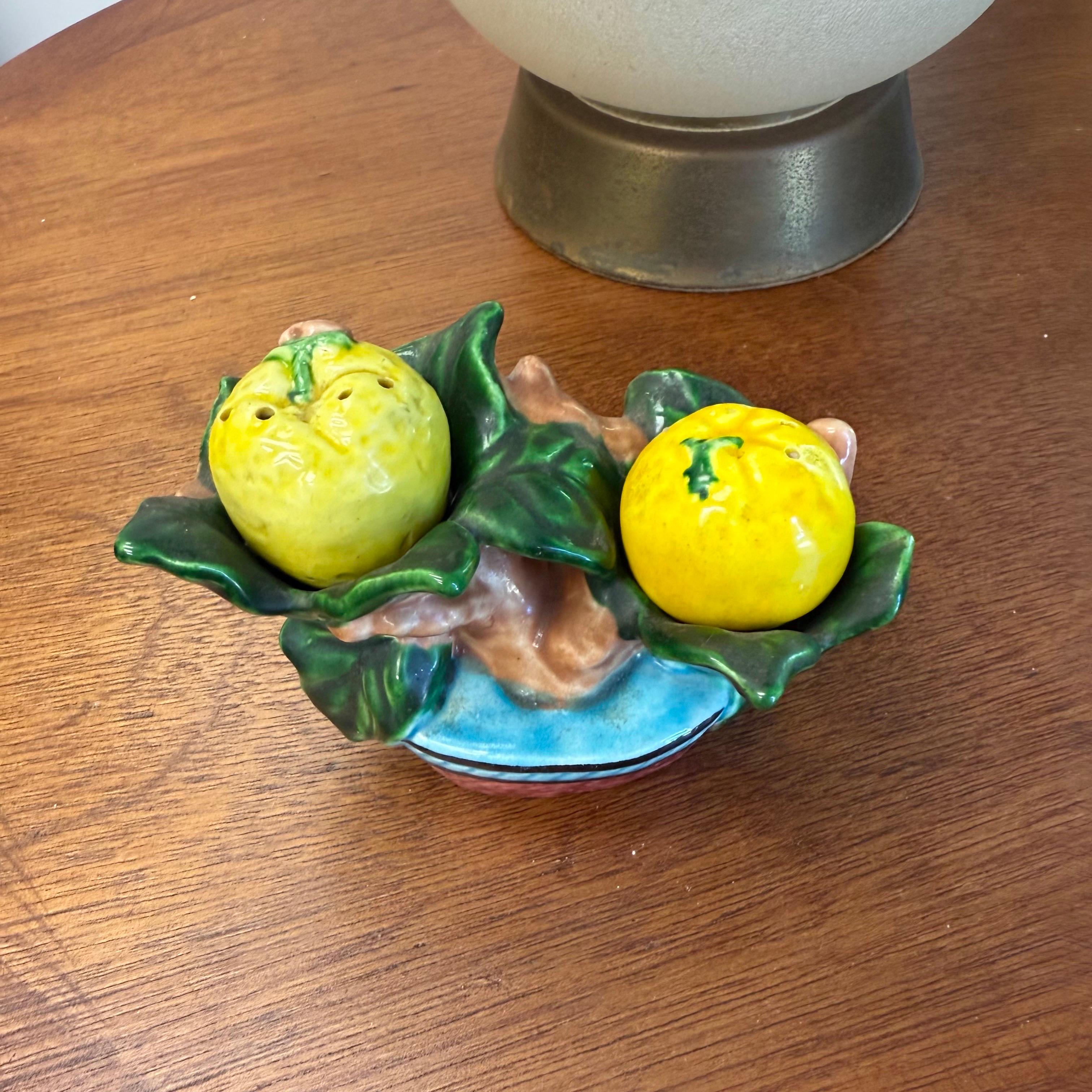 Japanese 1950's Ceramic Lemon Salt & Pepper Shakers For Sale