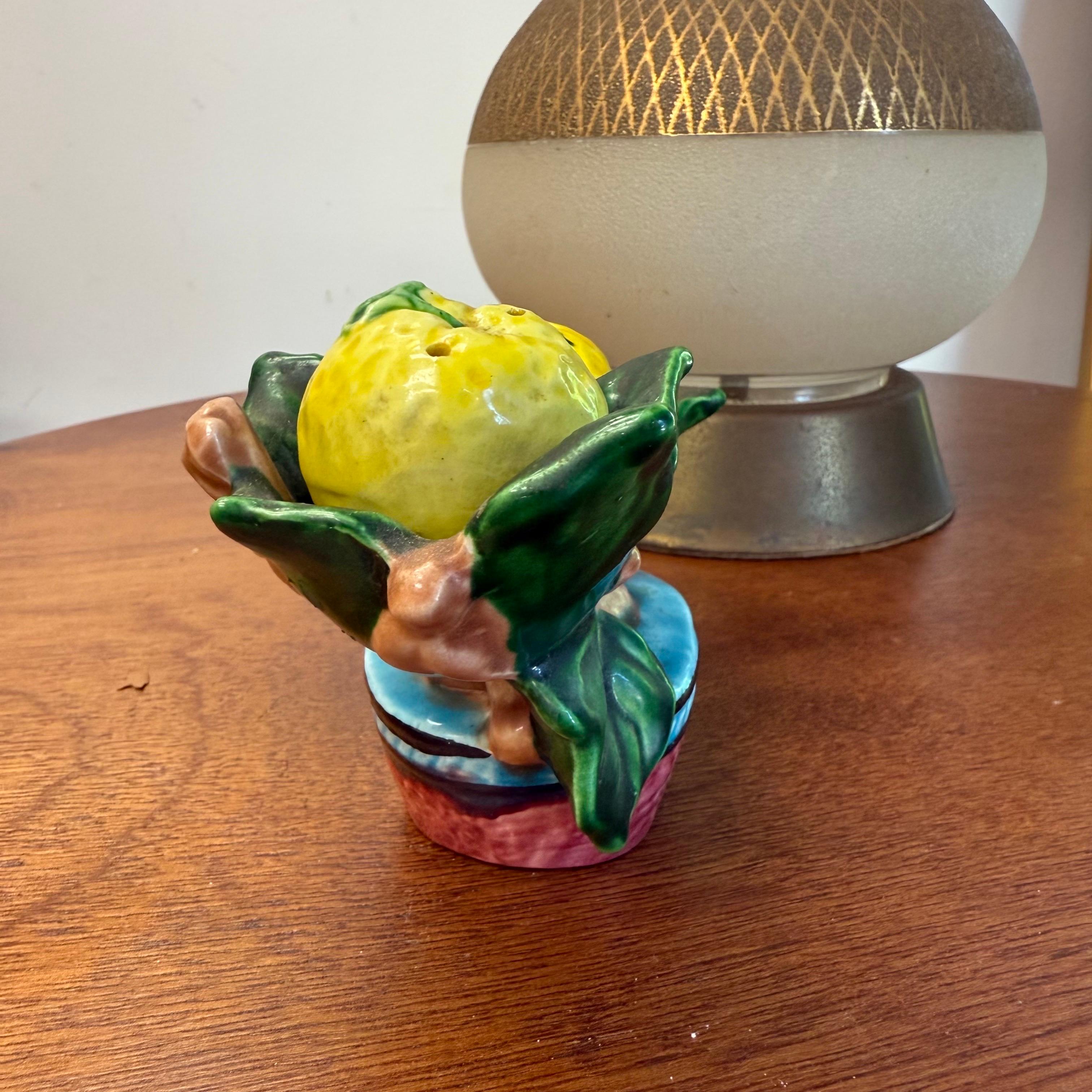 1950's Ceramic Lemon Salt & Pepper Shakers In Good Condition For Sale In Charleston, SC