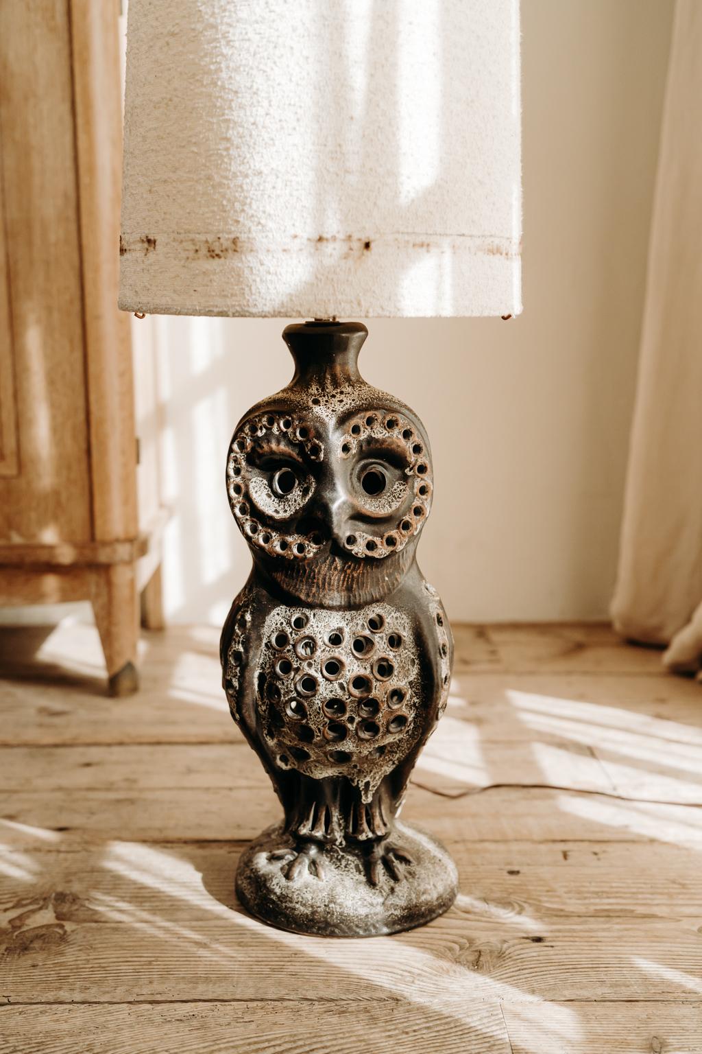 1950's Ceramic Owl Lamp 9